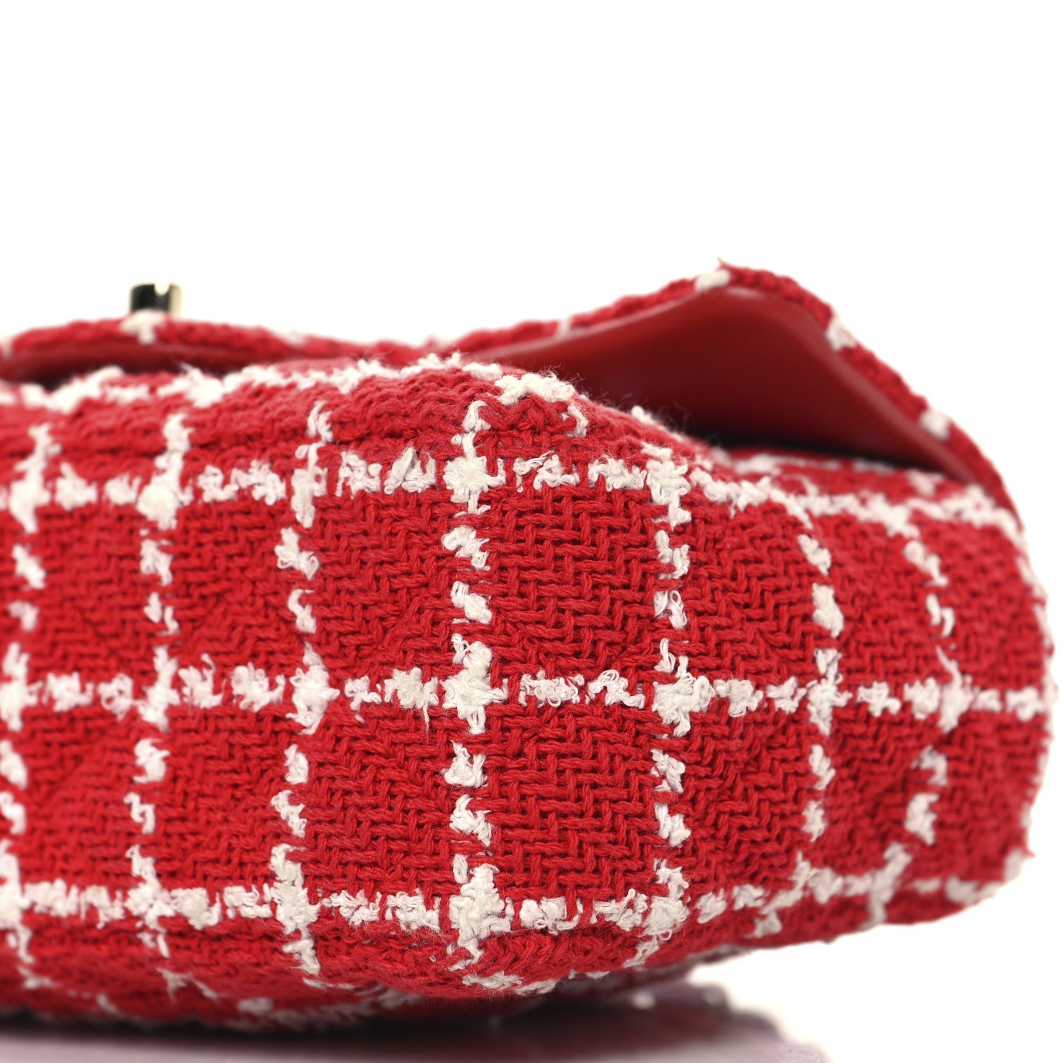 Tweed Quilted Mini Rectangular Flap White Red