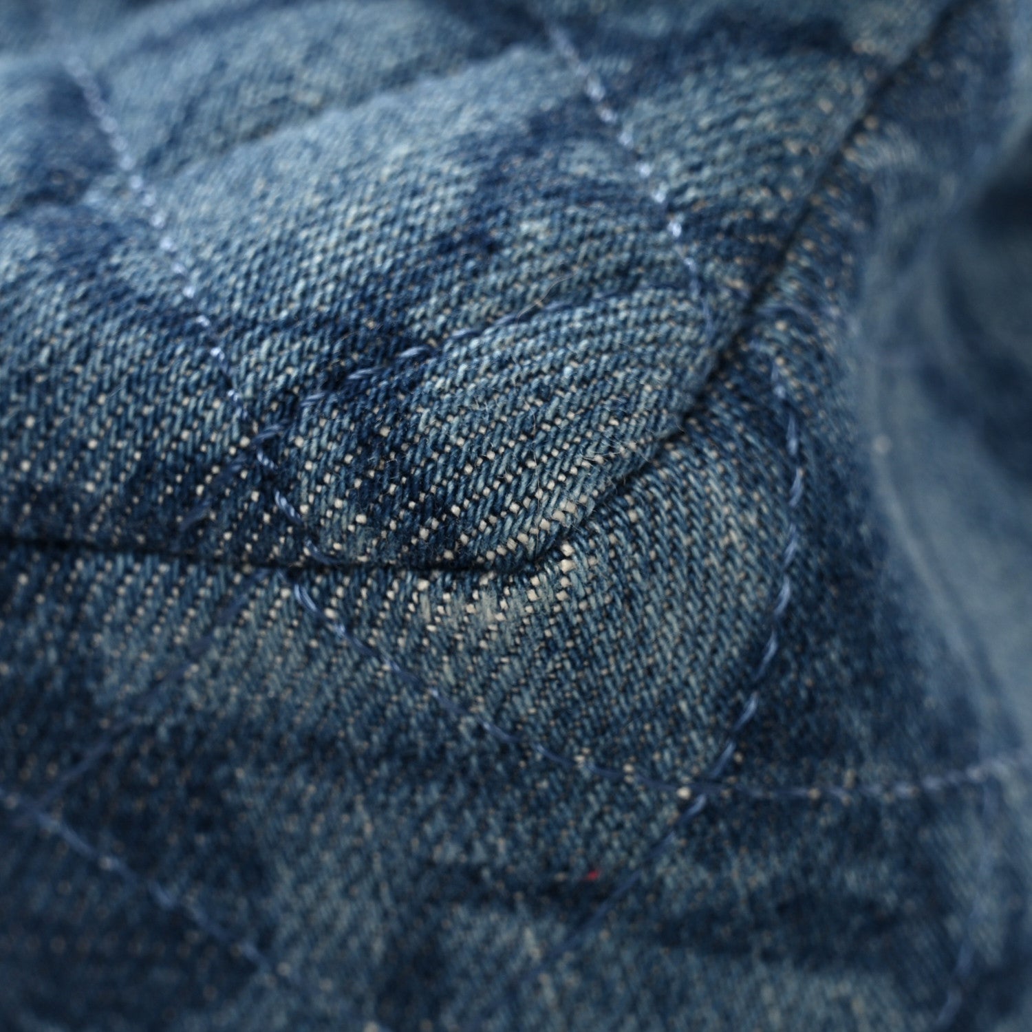 Denim Quilted Medium Camellia Flap Blue