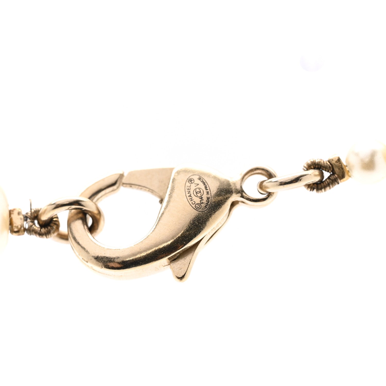 Irregular Pearl CC Long Necklace Light Gold