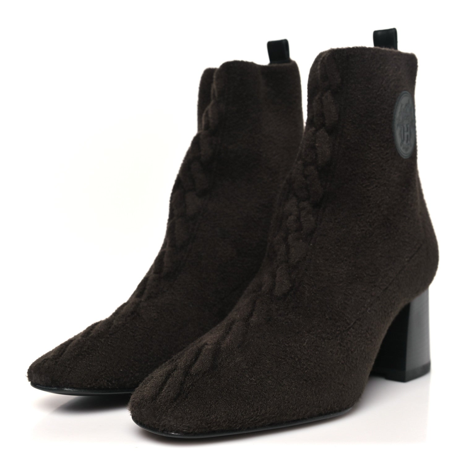 Knit Calfskin Volver 60 Ankle Boots 38 Brown