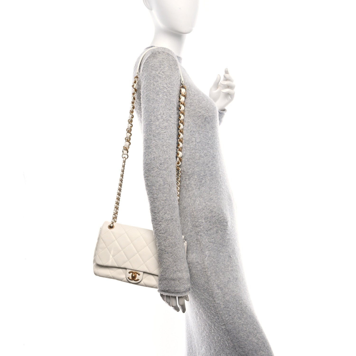 Caviar Quilted Mini Flap White