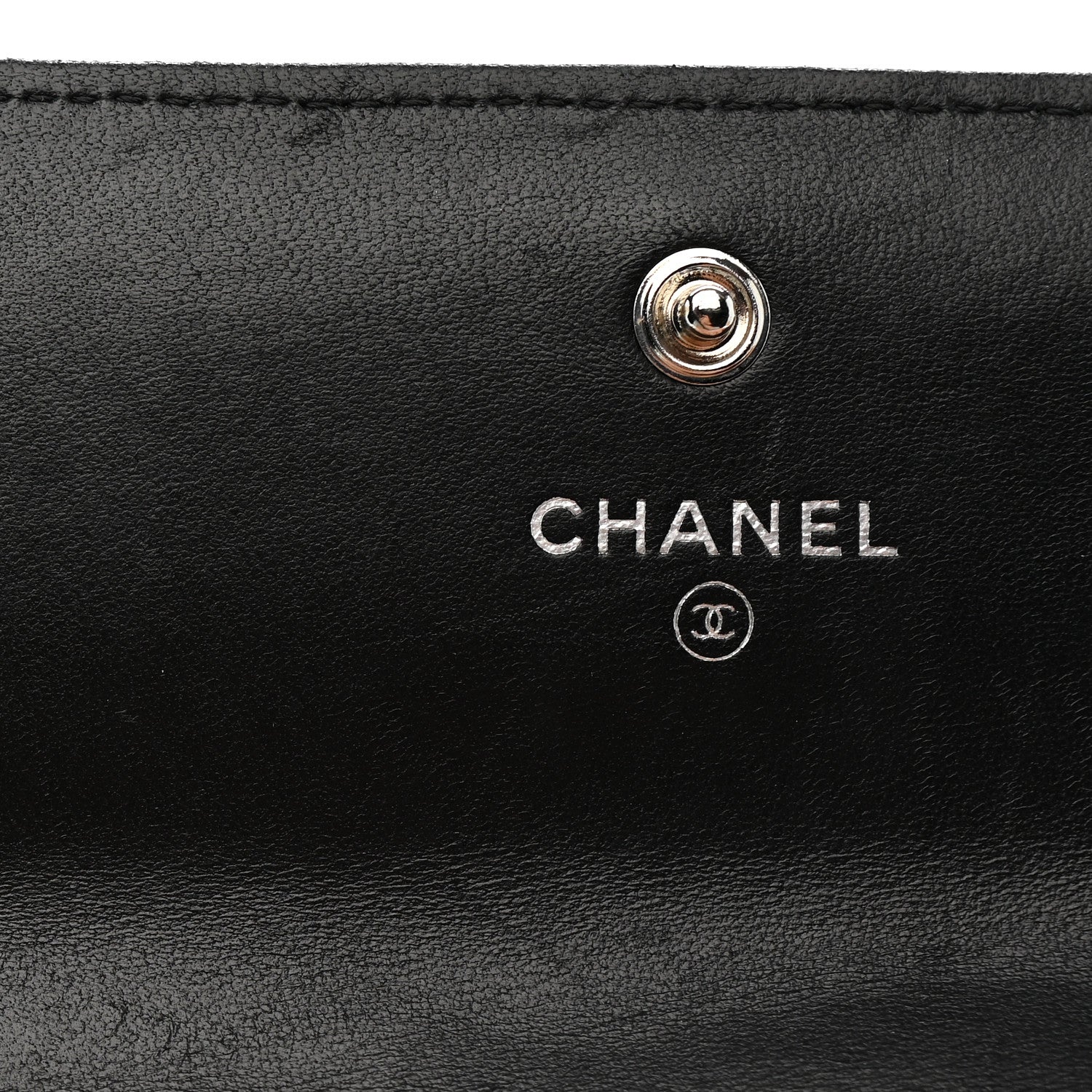 Lambskin Embossed Camellia Flap Wallet Black