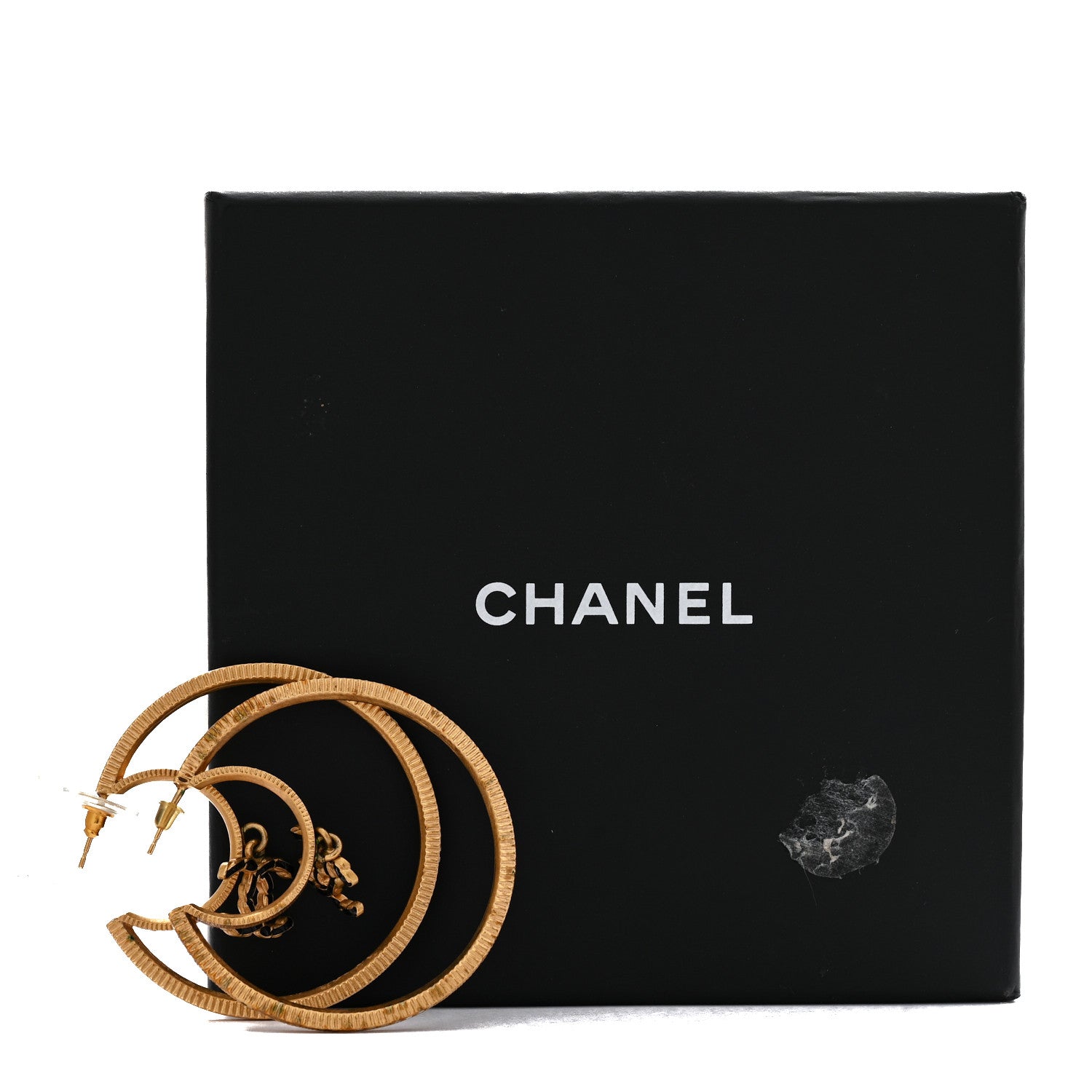 Crystal CC Drop Hoop Earrings Gold