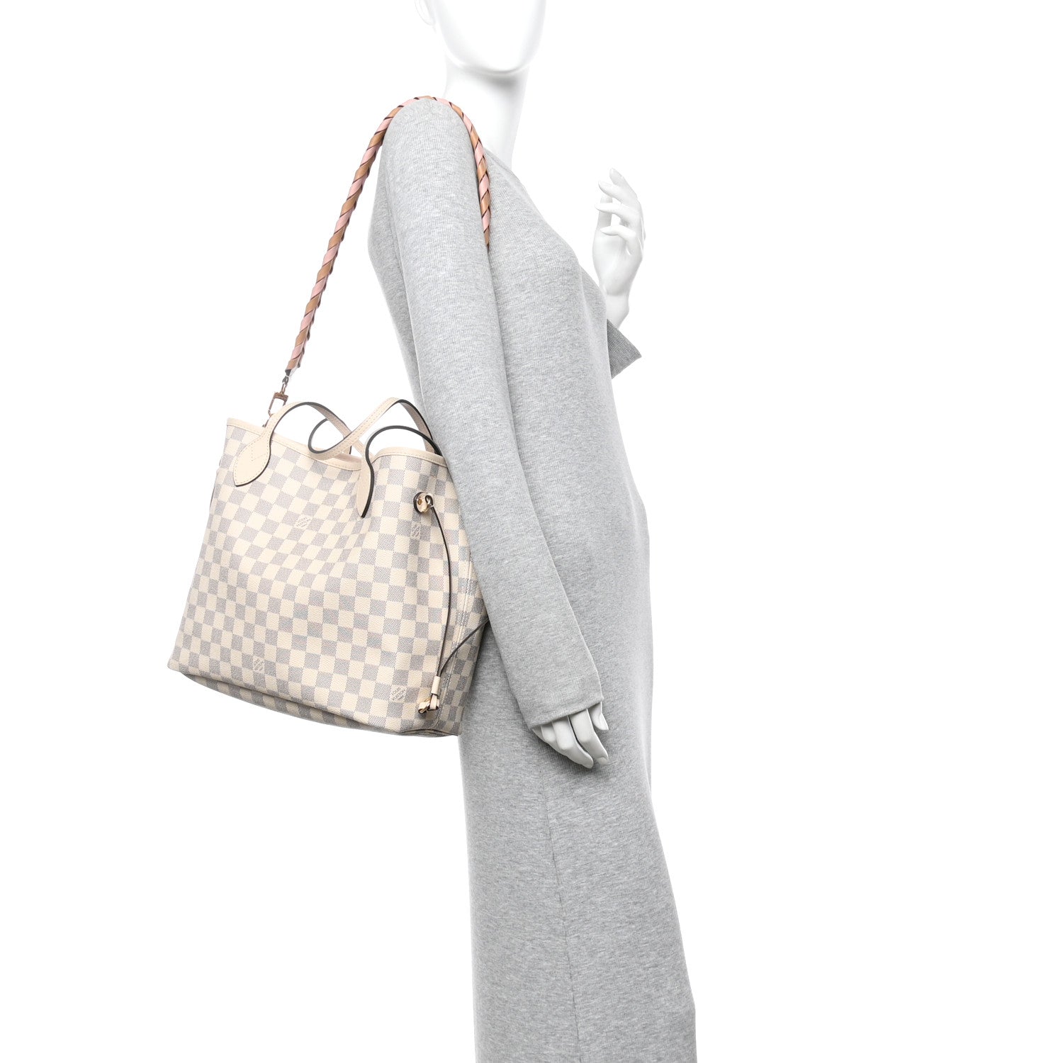 Damier Azur Braided Neverfull MM Pink