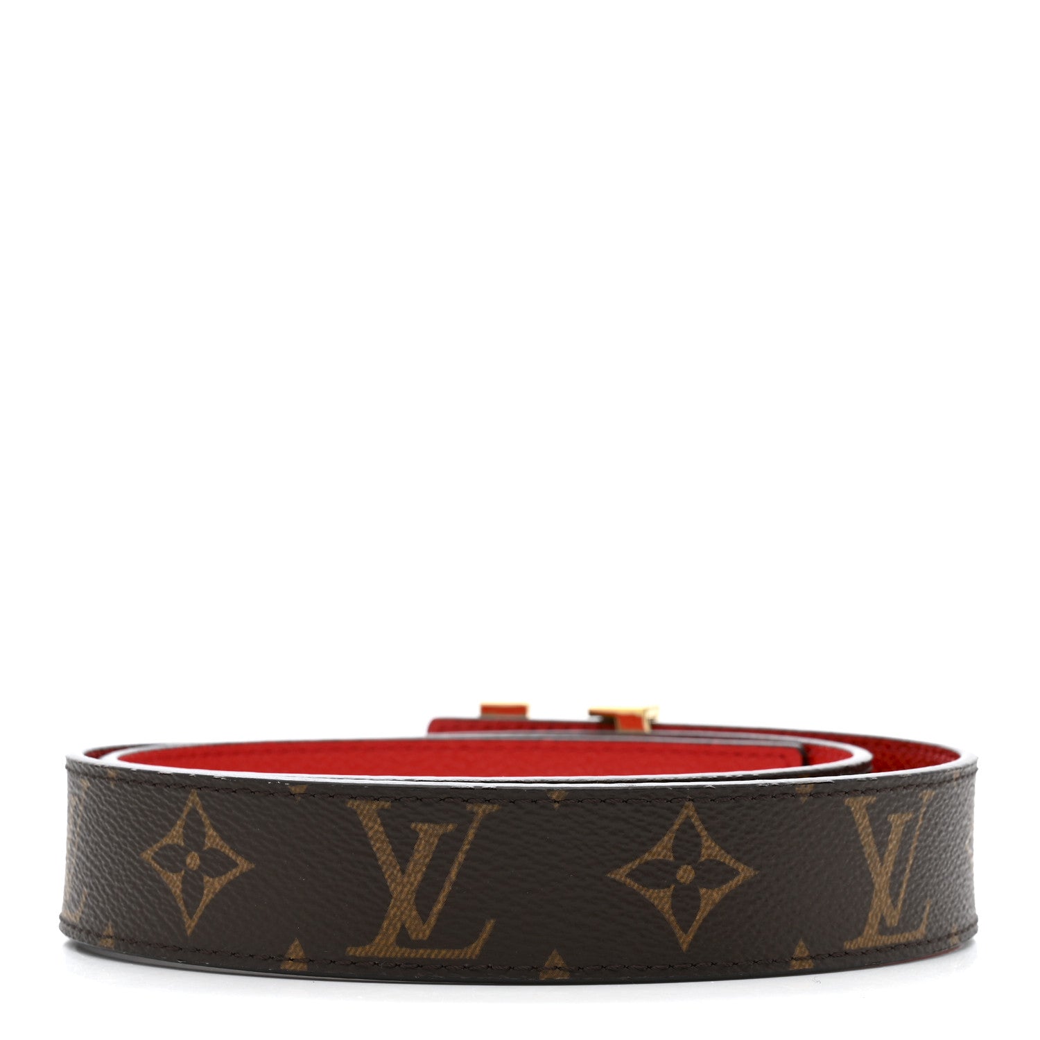 Monogram Calfskin LV Initiales Reversible Belt 75 30 Red