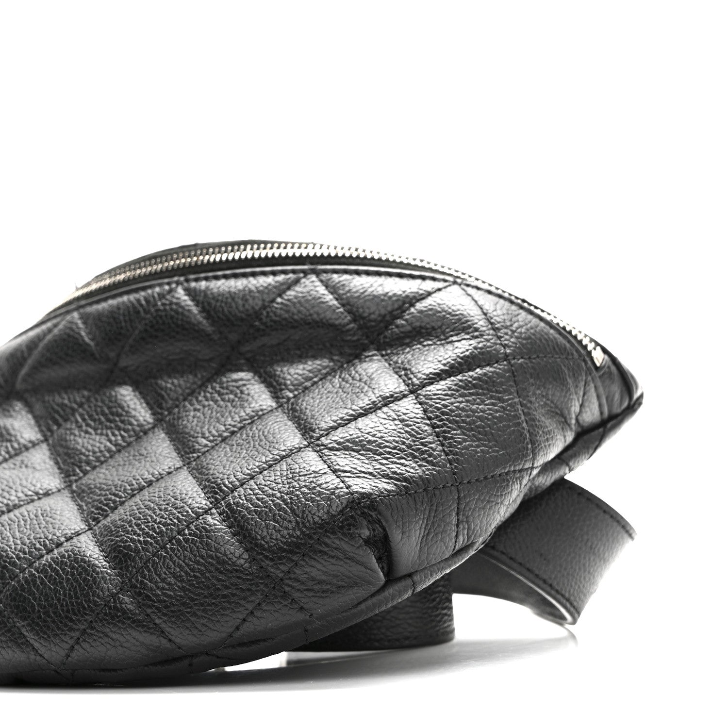 Grained Calfskin Quilted Waist Belt Bag Black