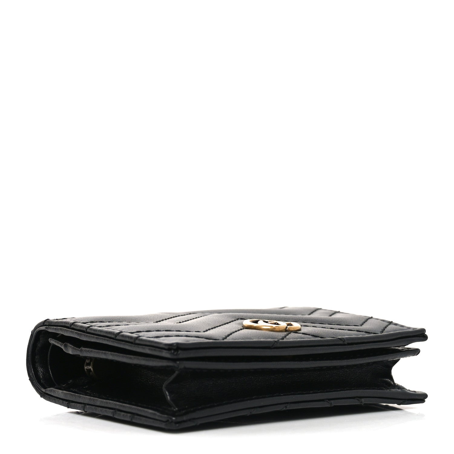 Calfskin Matelasse GG Marmont Card Case Wallet Black