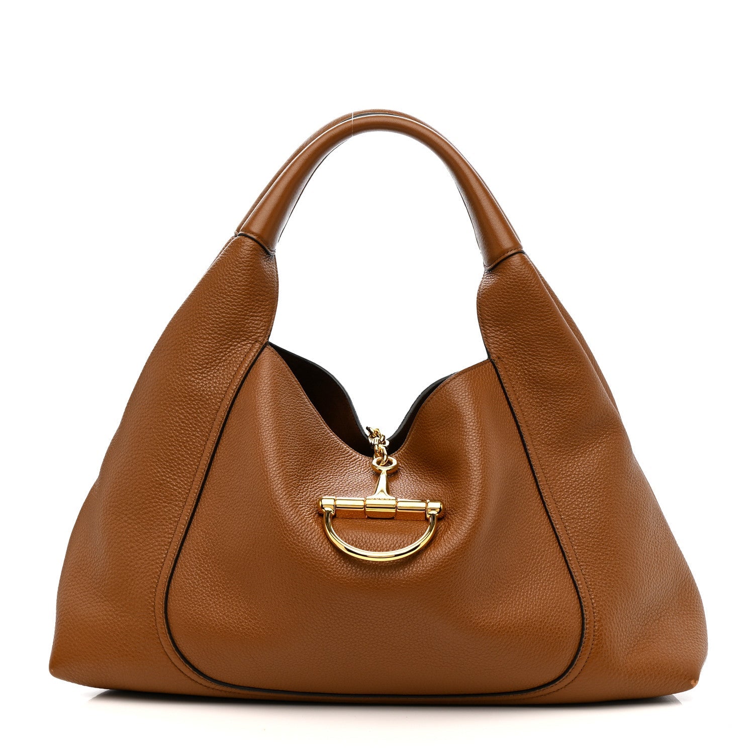 Grained Calfskin Softbit Maxi Shoulder Bag Brown