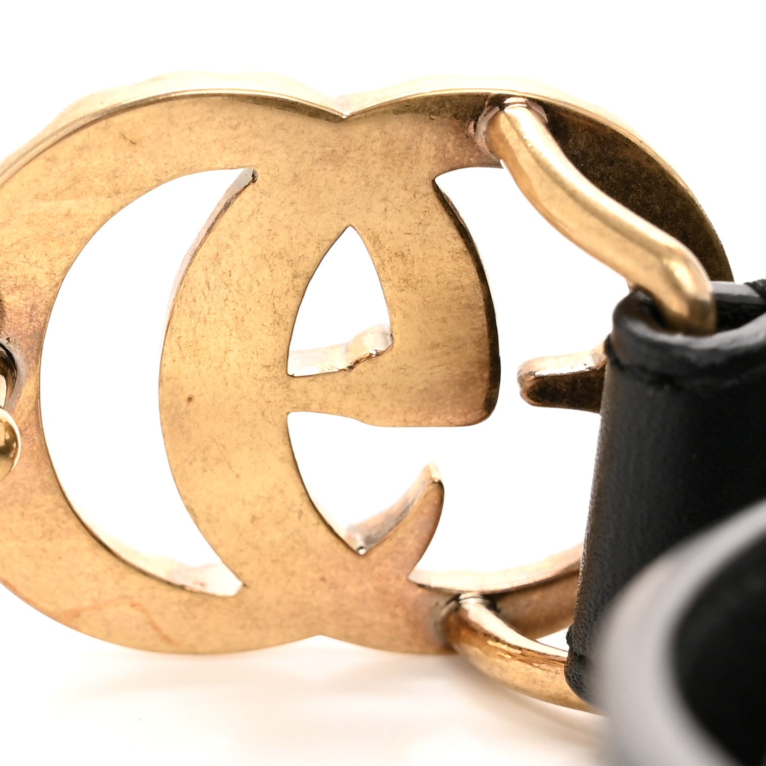Calfskin Pearl Double G 20mm Belt 85 34 Black Cream