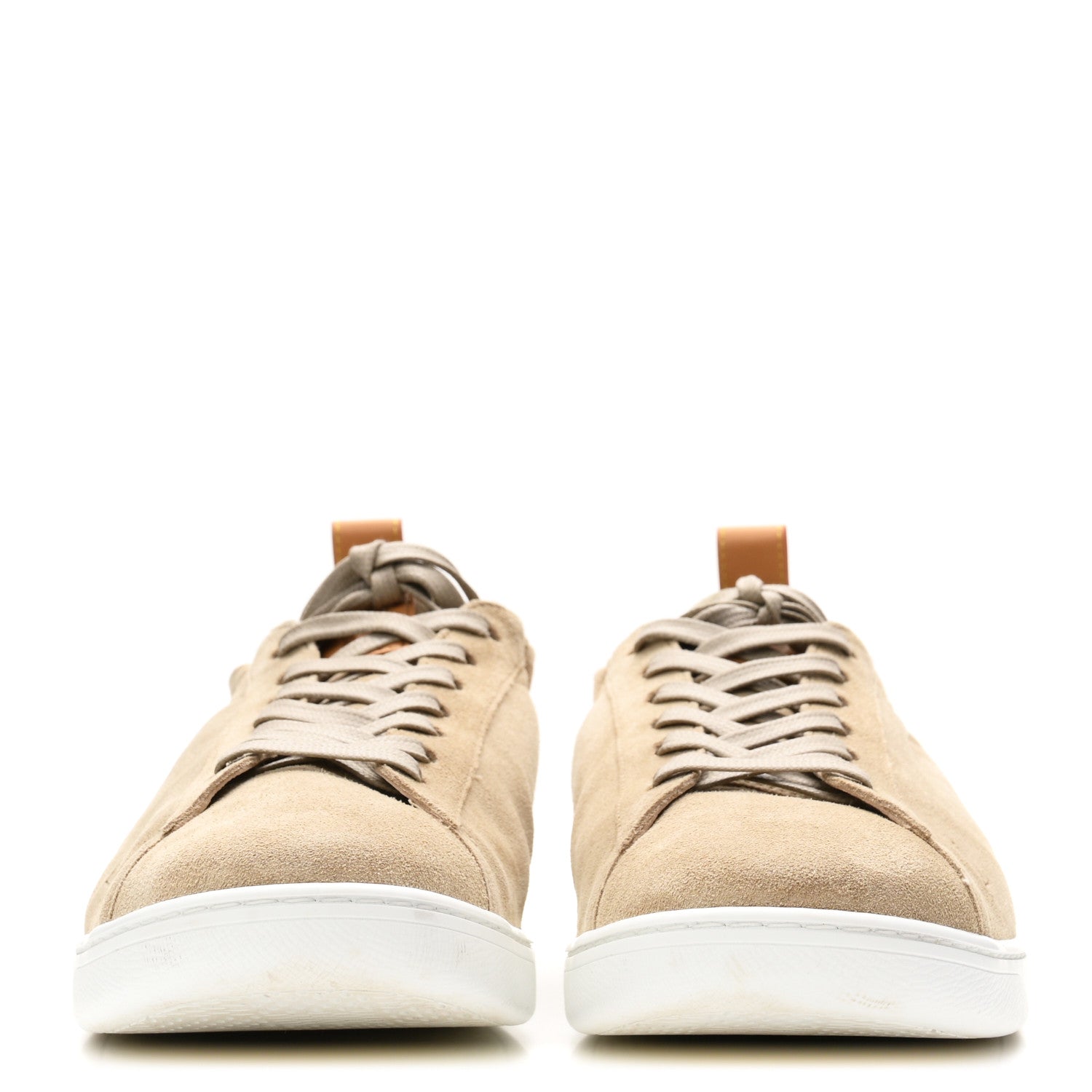 Suede Calfskin Mens LV Soft Sneakers 9 Beige