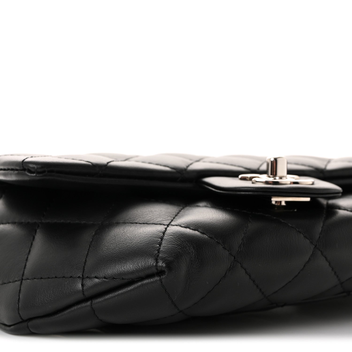 Calfskin Quilted CC Uniform Flap Belt Bag Black
