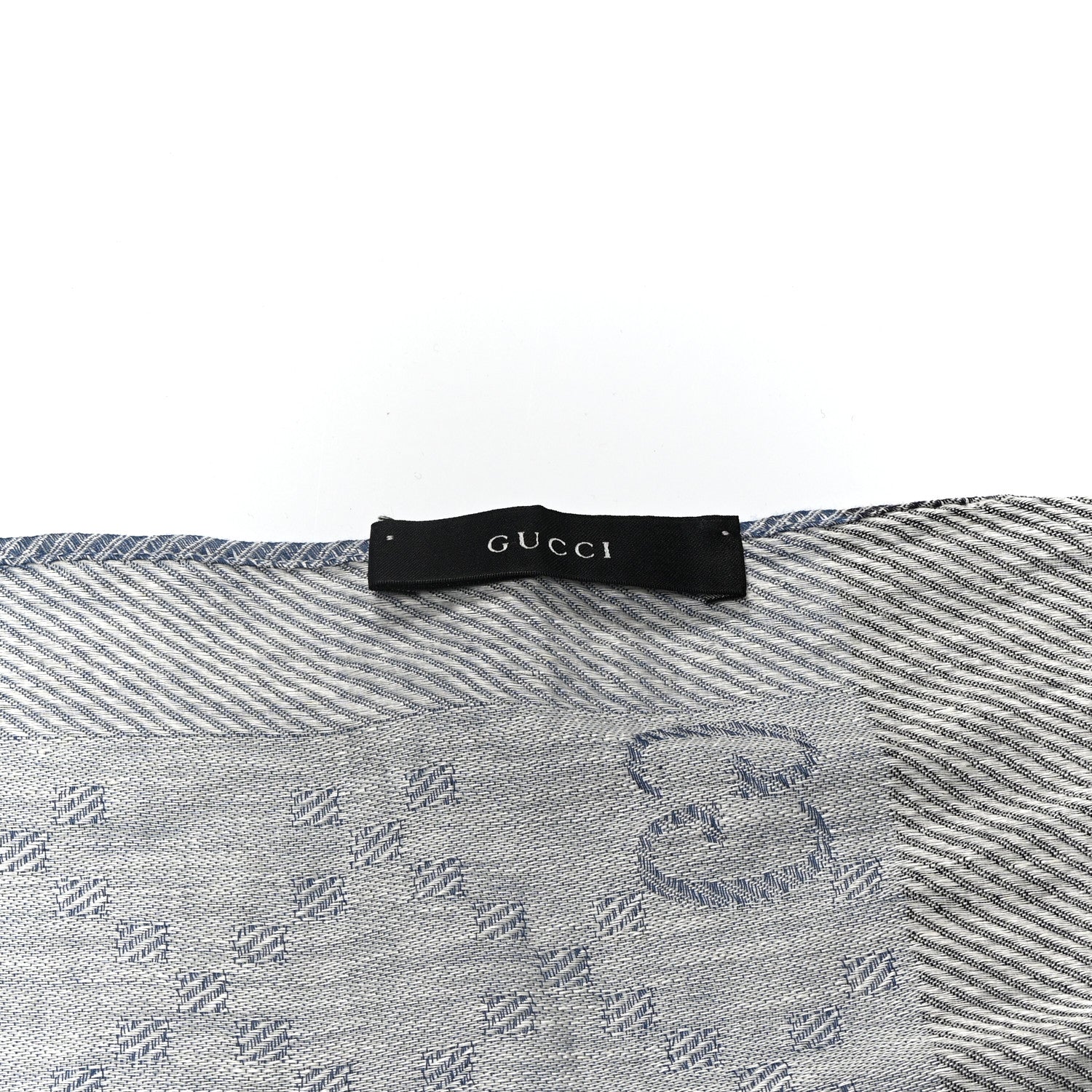 Linen Cotton GG Monogram Scarf Blue Green