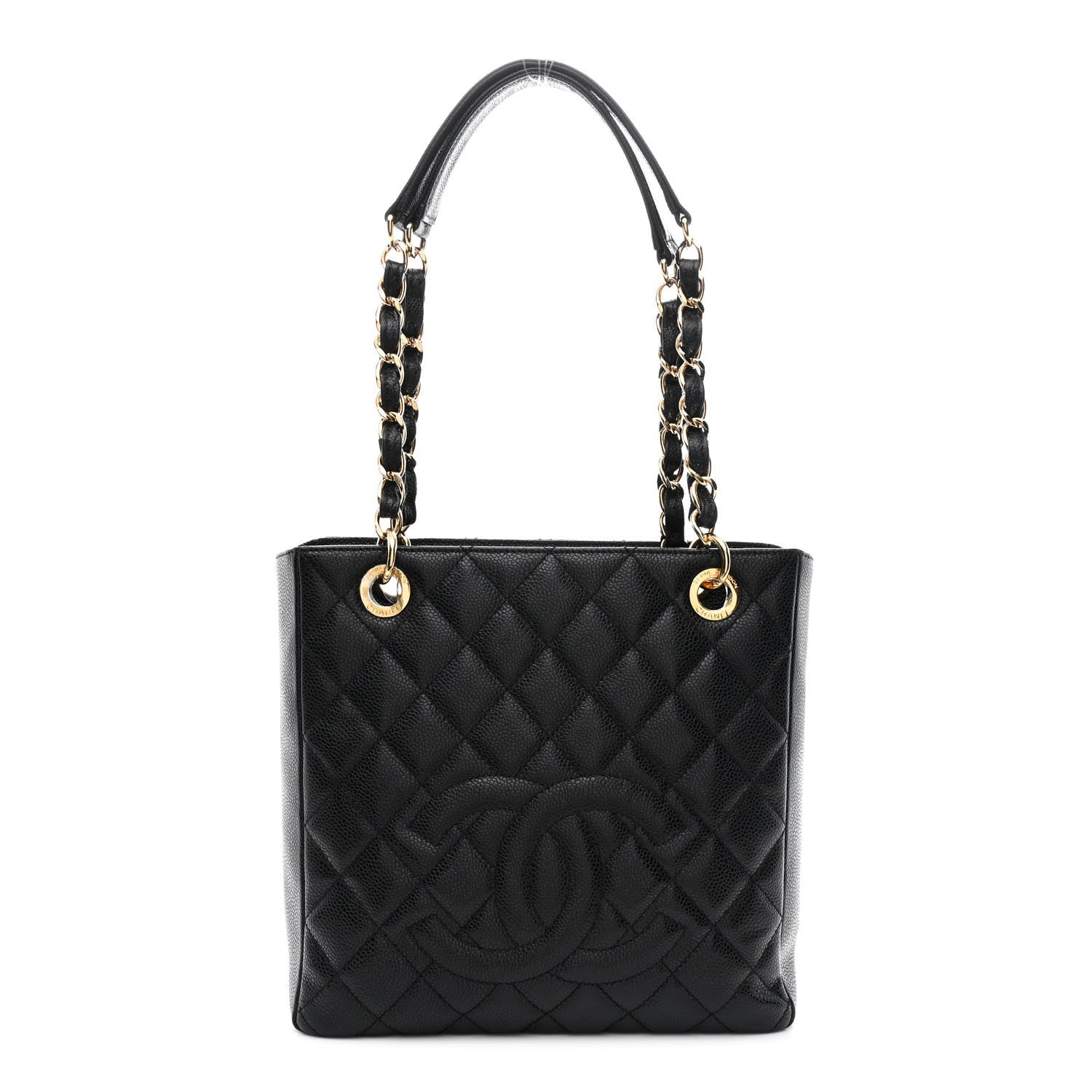 Caviar Quilted Petit Shopping Tote PST Black
