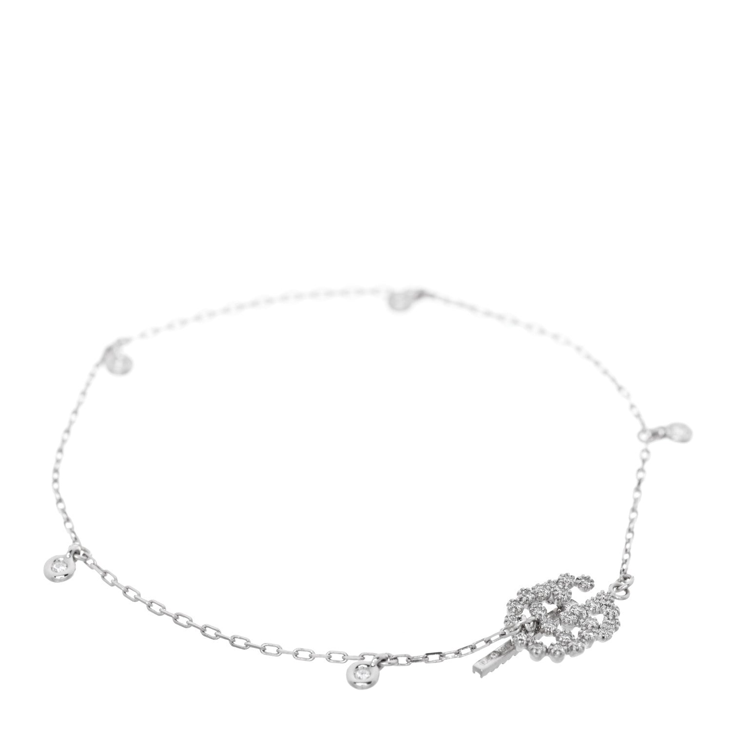 18K White Gold Diamond GG Running Bracelet