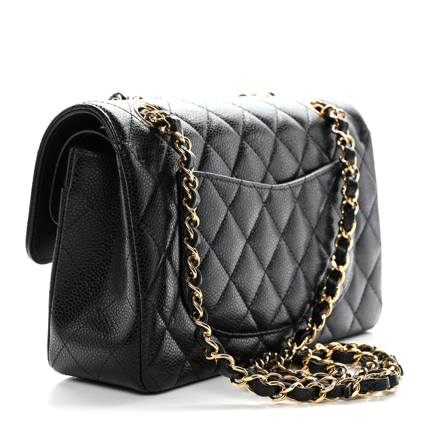 Caviar Quilted Small Double Flap Black