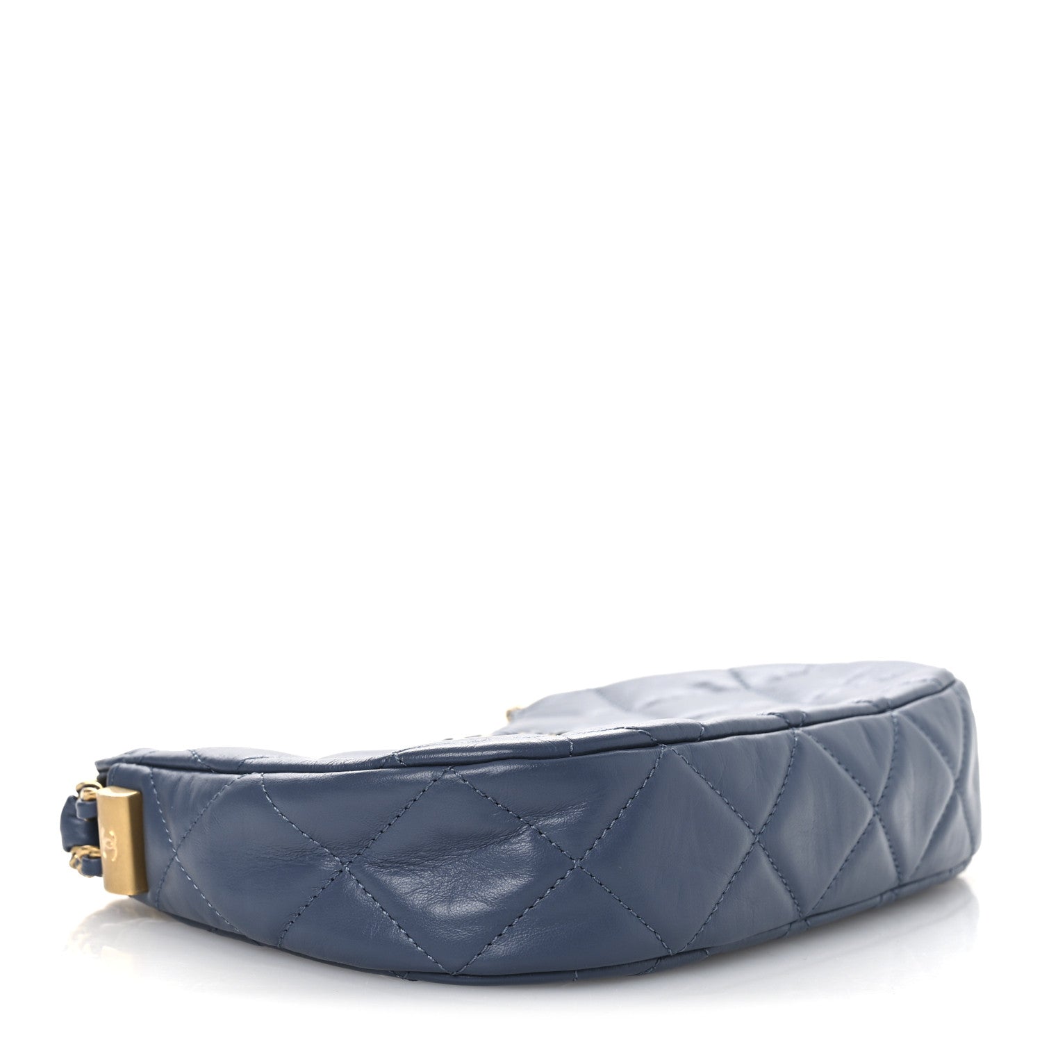 Crumpled Calfskin Quilted Braided CC Small Hobo Blue