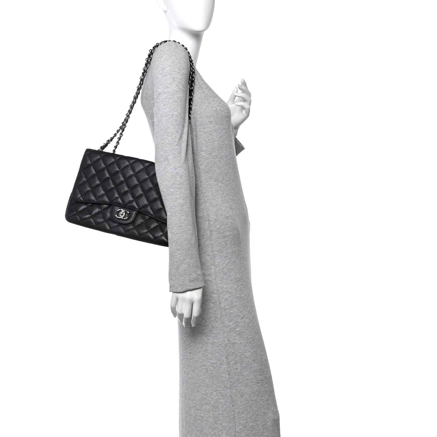 Caviar Quilted Jumbo Single Flap Black