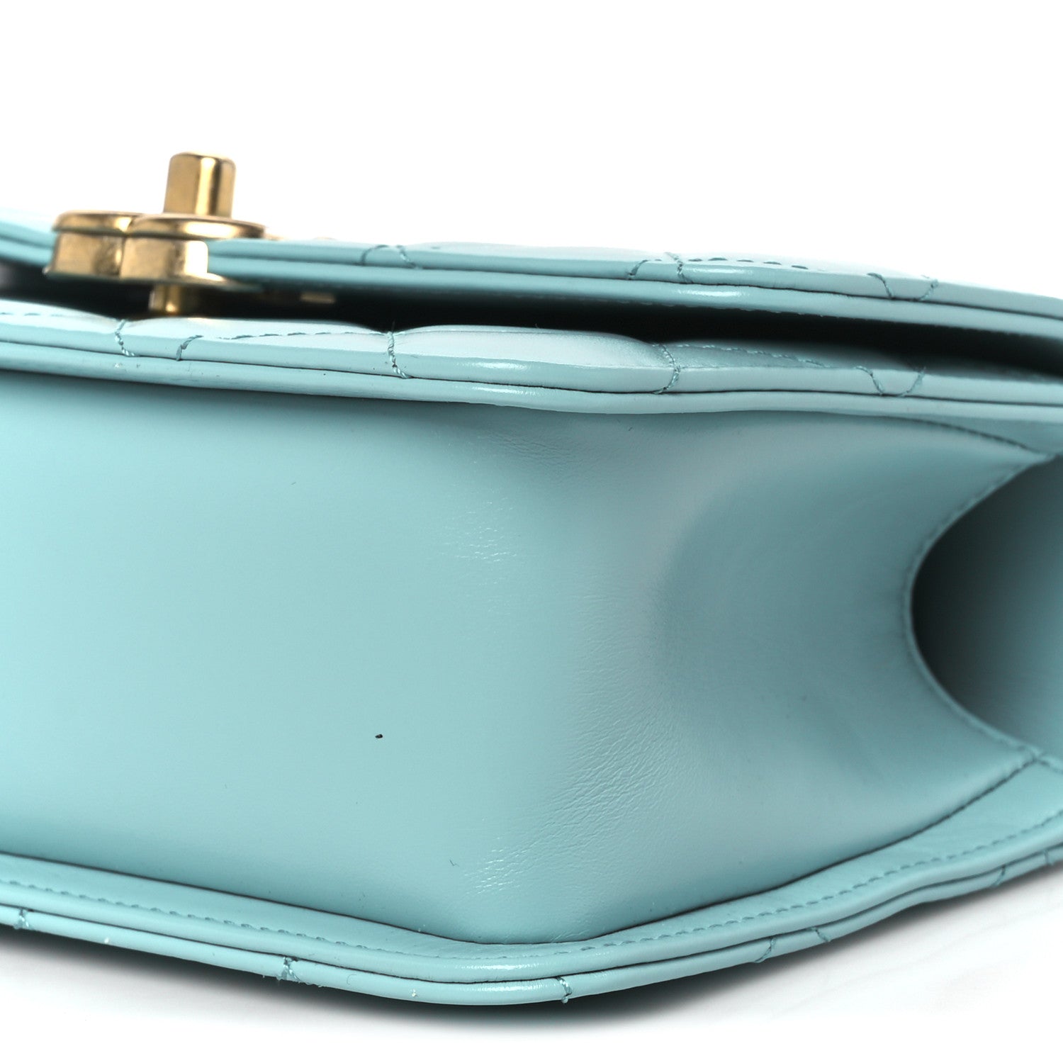 Calfskin Quilted Mini Perfect Fit Flap Turquoise
