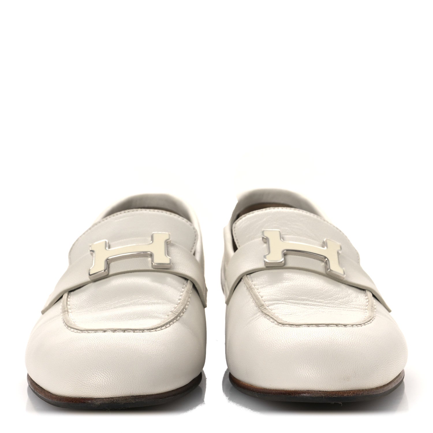Calfskin Womens Paris Loafers 37 White