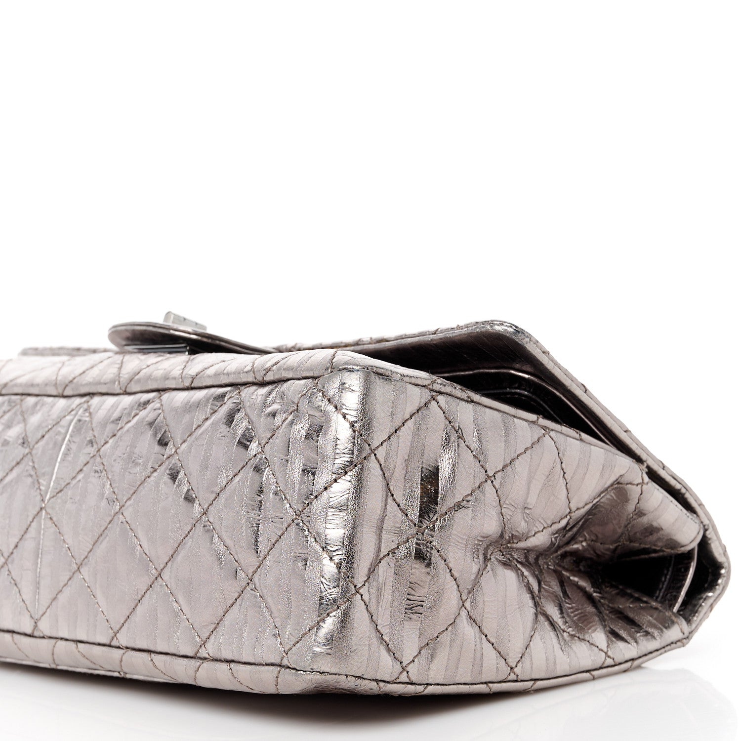 Metallic Calfskin Striped 2.55 Reissue 227 Silver