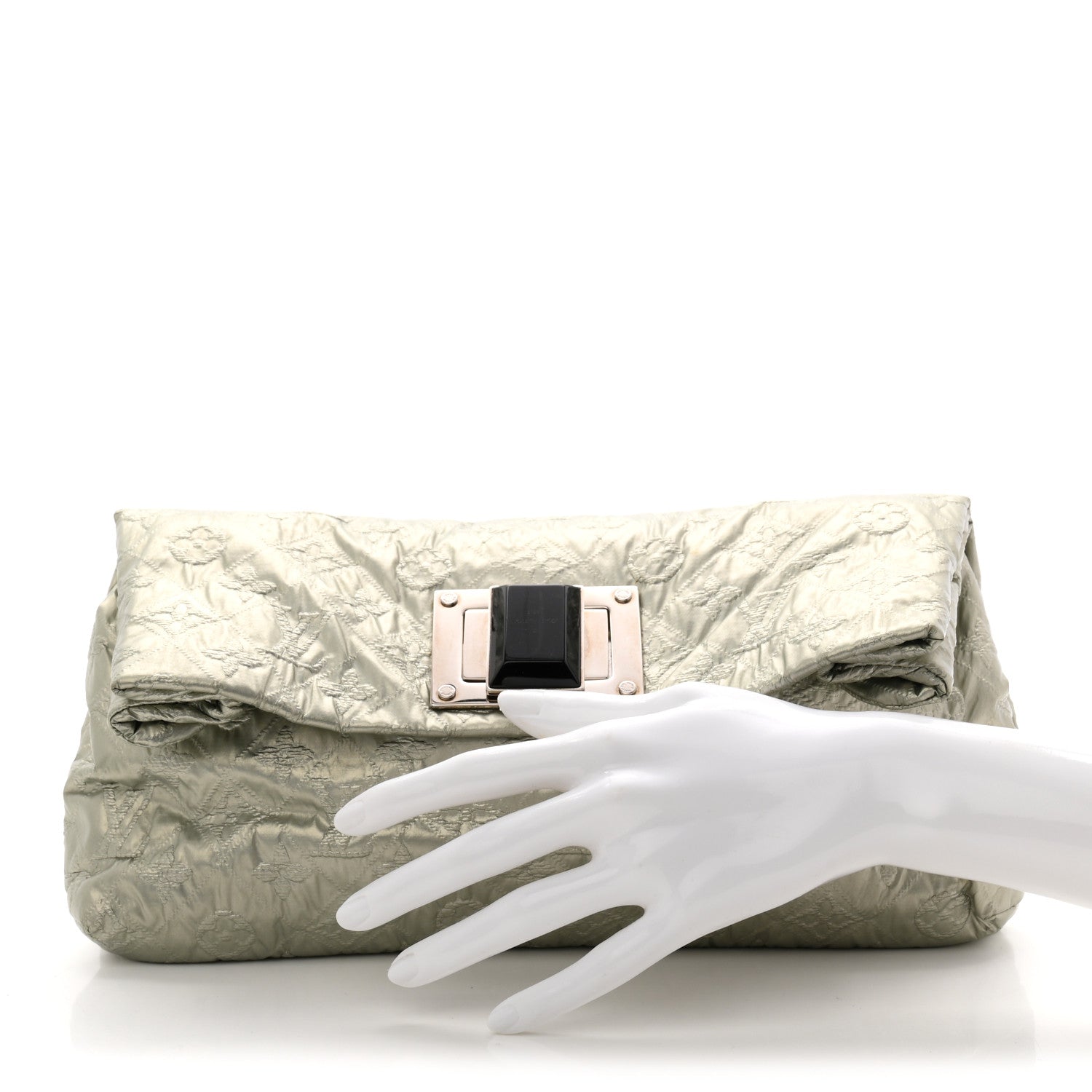 Jacquard Quilted Monogram Altair Clutch Argent