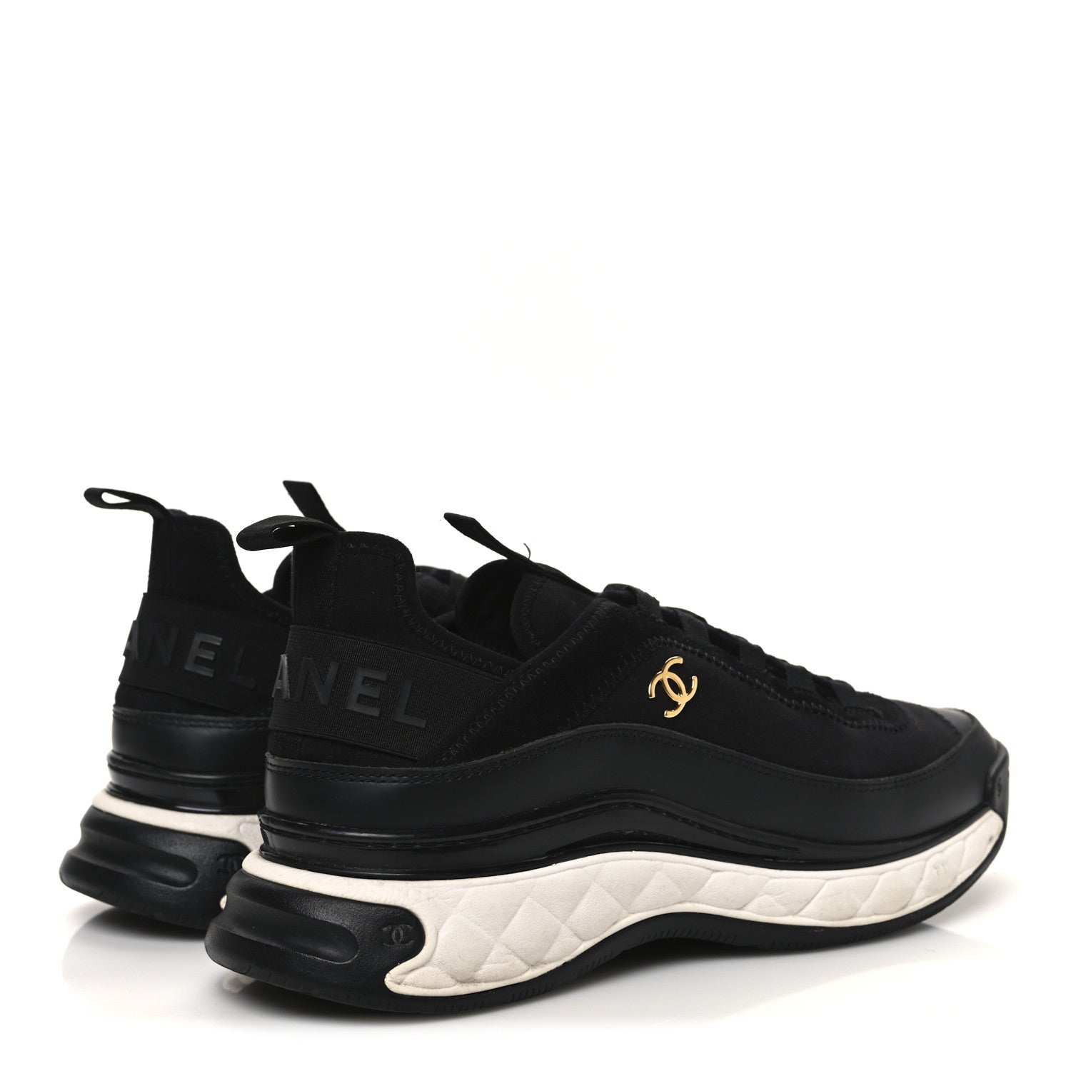 Velvet Calfskin Mixed Fibers CC Sneakers 39 Black