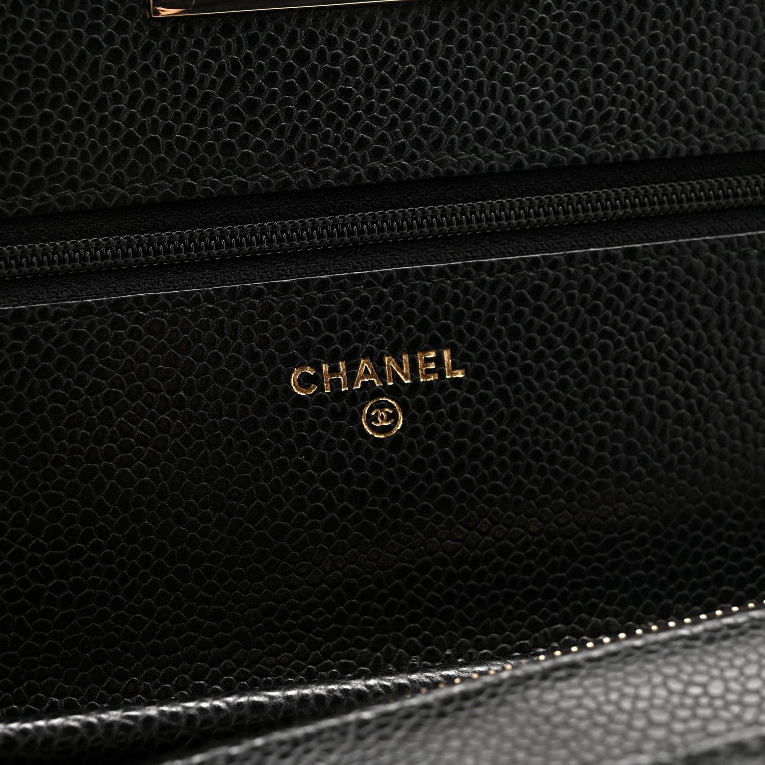 Caviar Quilted Golden Class Wallet On Chain WOC Black