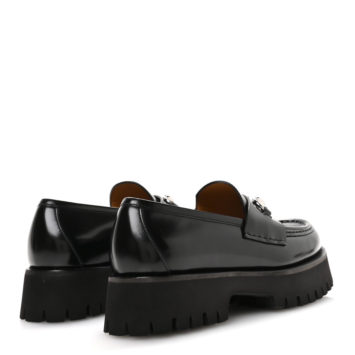 Cordovan Lux Womens Horsebit 45mm Platform Loafers 39.5 Black