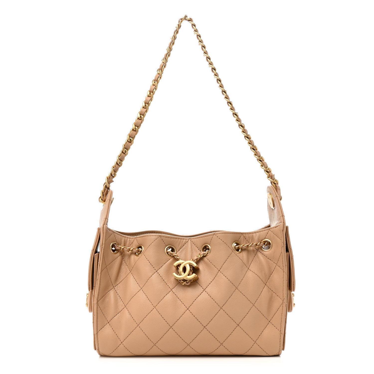Caviar Quilted Mini Chanel 25 Handbag Beige