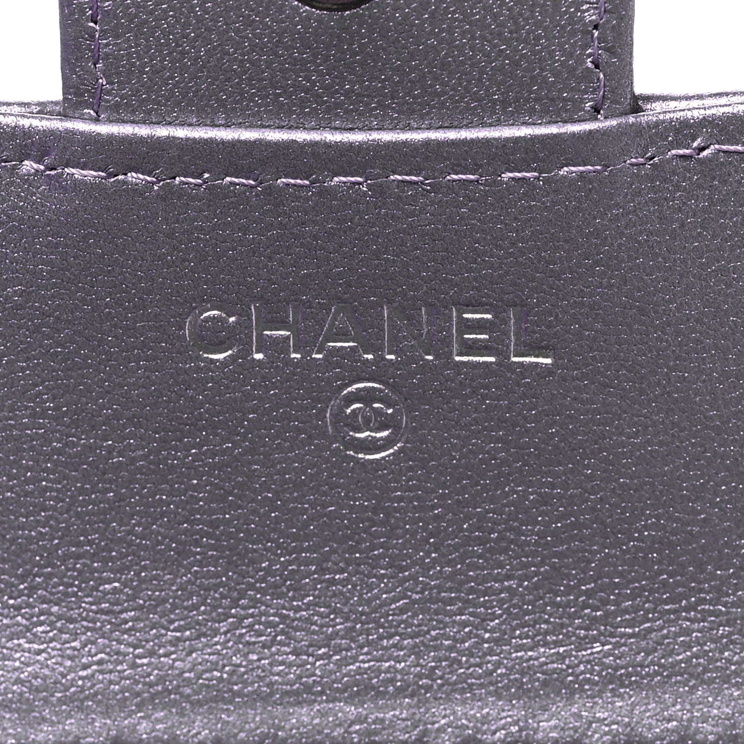 Iridescent Lambskin Quilted Compact Flap Wallet Purple