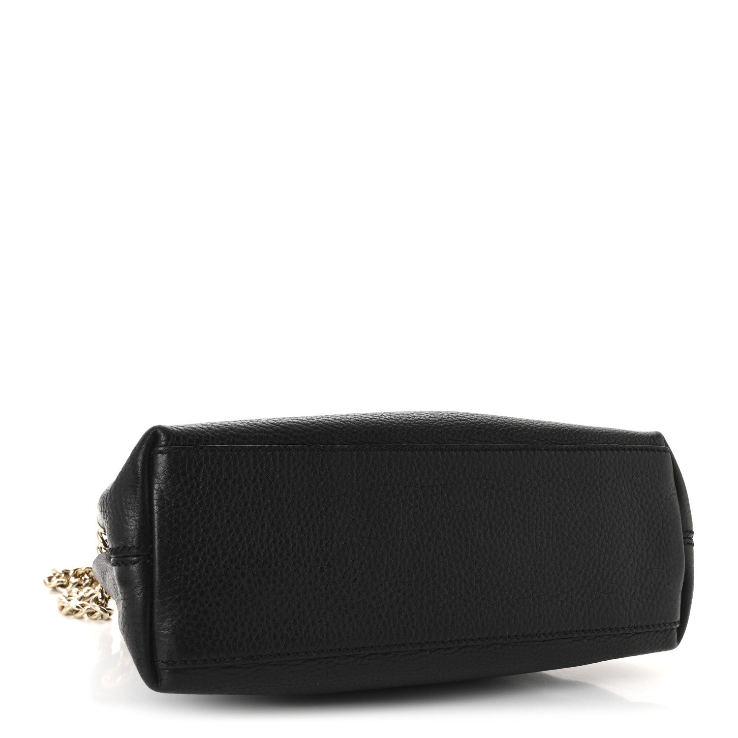 Pebbled Calfskin Small Soho Chain Shoulder Bag Black