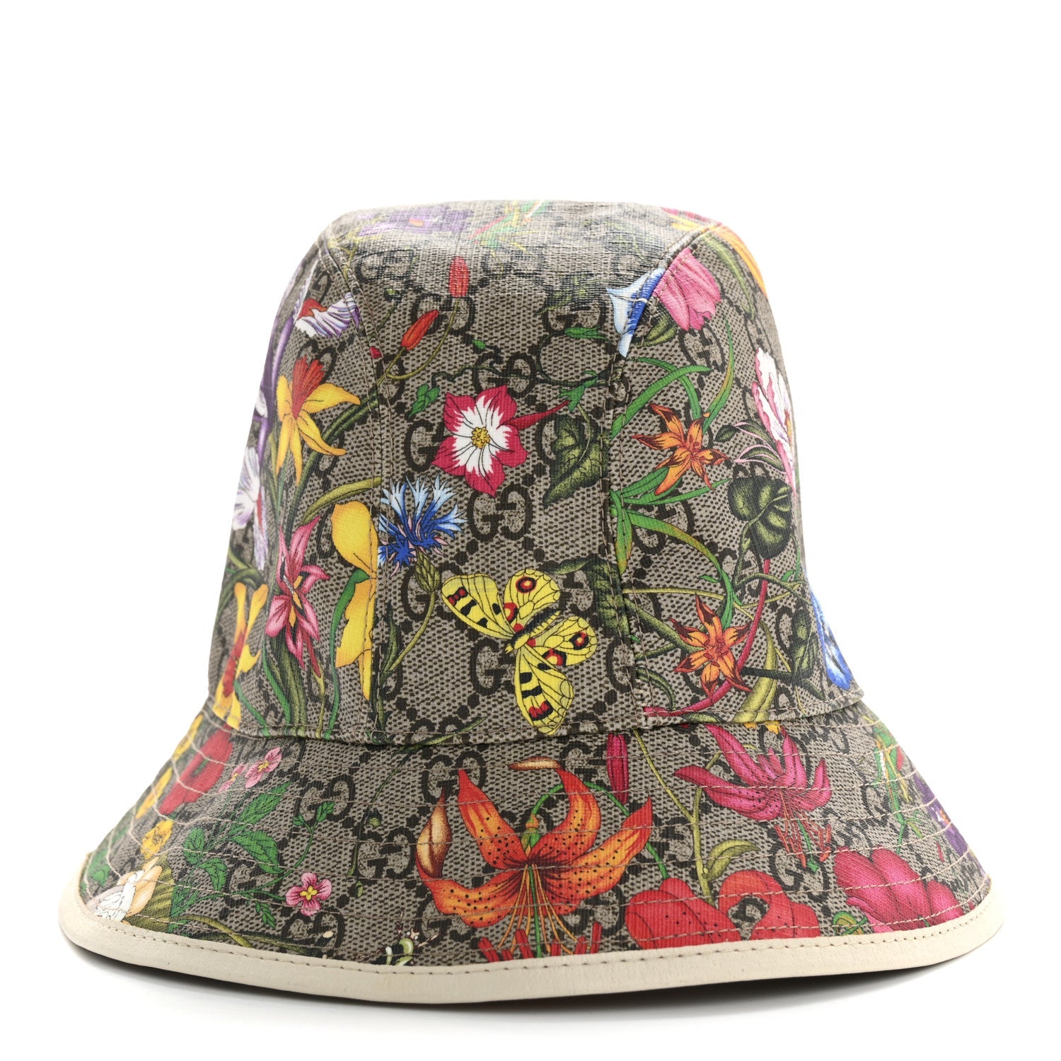 GG Supreme Monogram Flora Fedora Hat L White