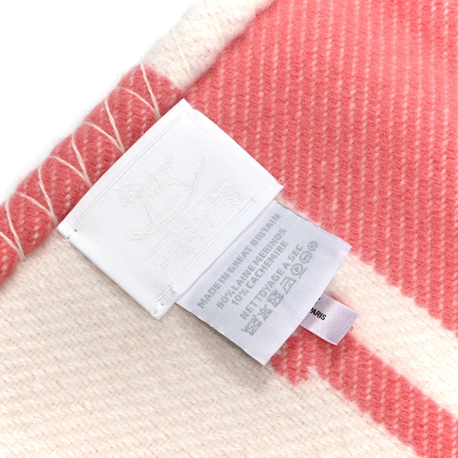 Wool Cashmere Avalon Baby Blanket Rose Airelle White