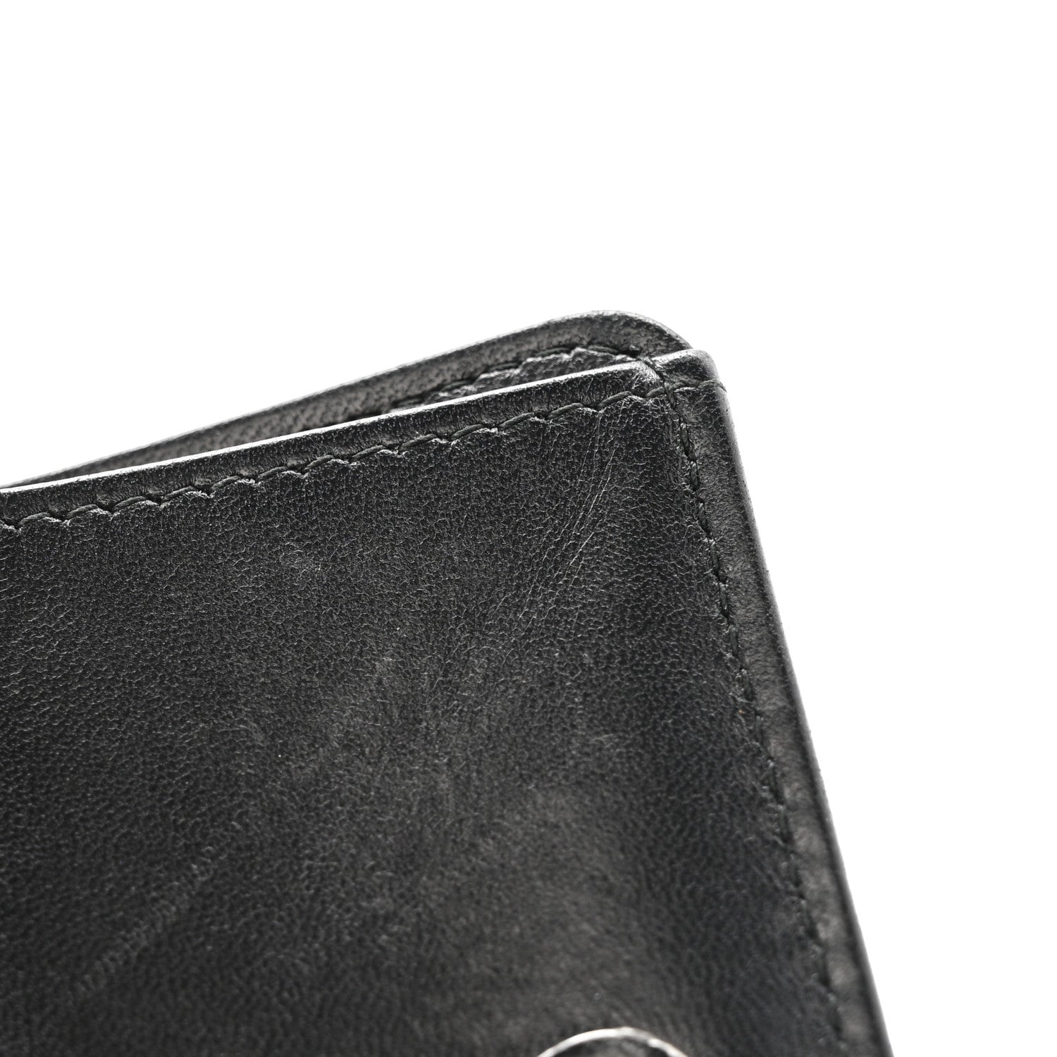 Lambskin Crystal Camellia Embossed Small Double Wallet Black
