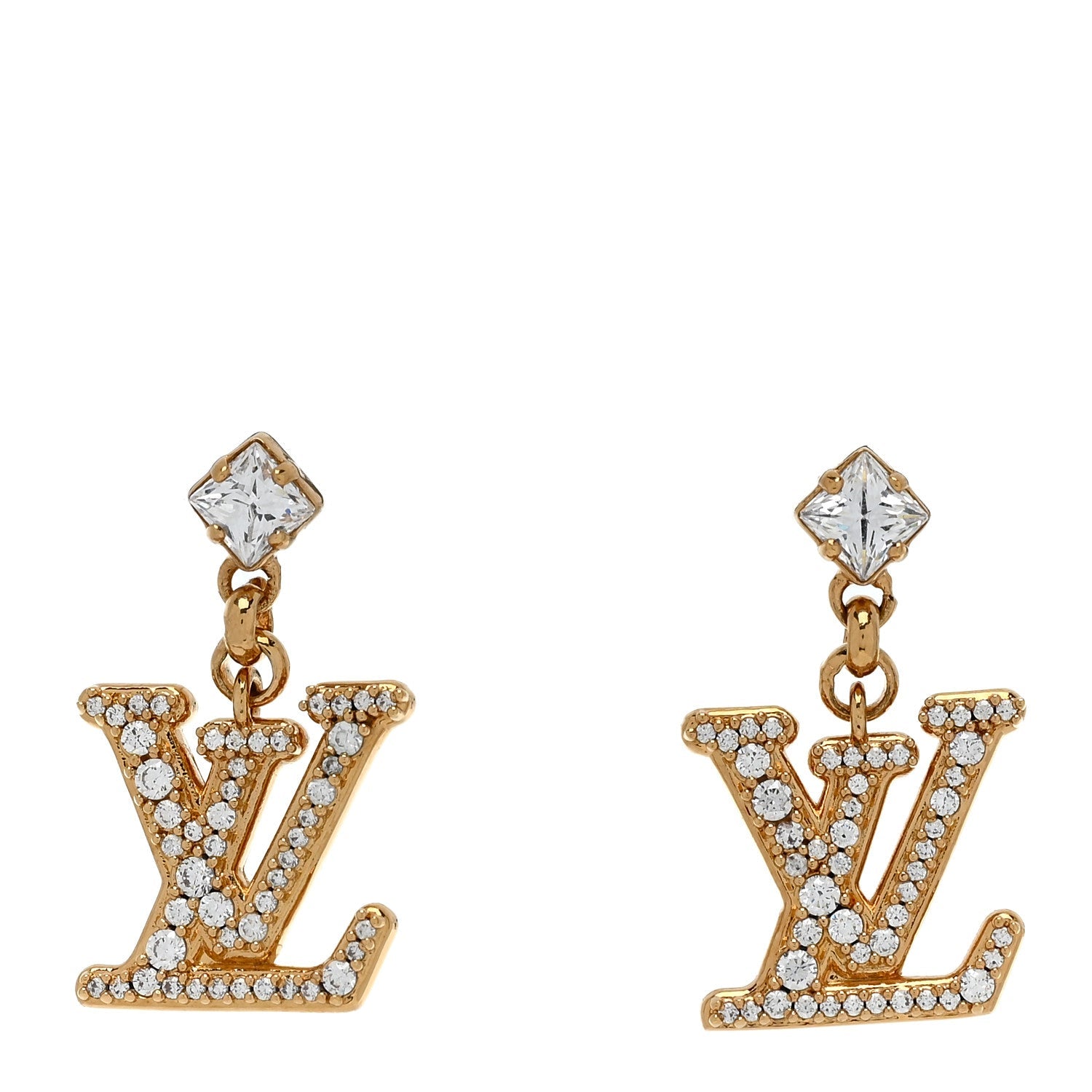 Crystal Lady LV Earrings Gold