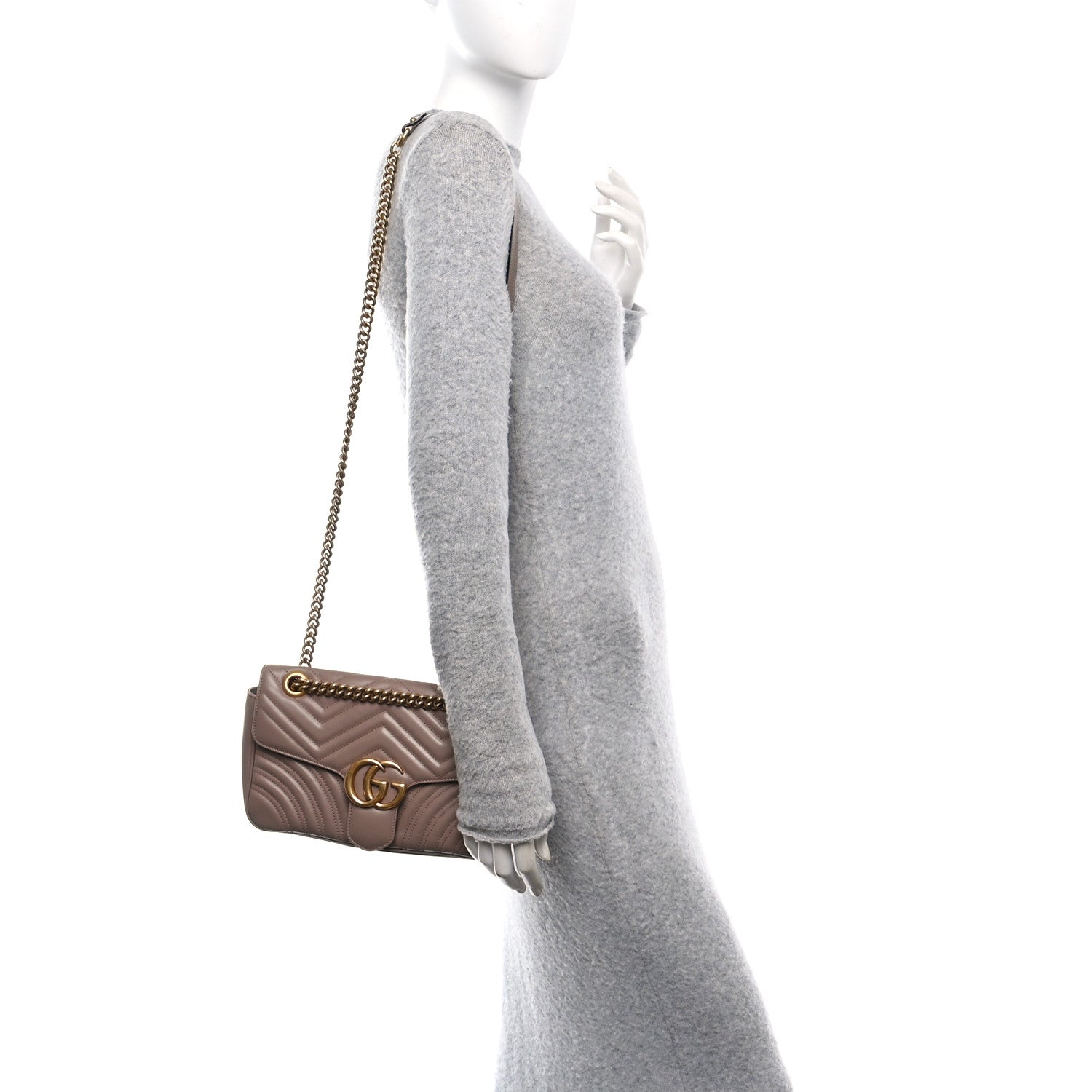 Calfskin Matelasse Small GG Marmont Shoulder Bag Porcelain Rose