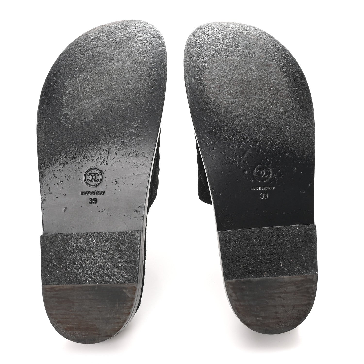 Suede Stitched Resin CC Mules 39 Black