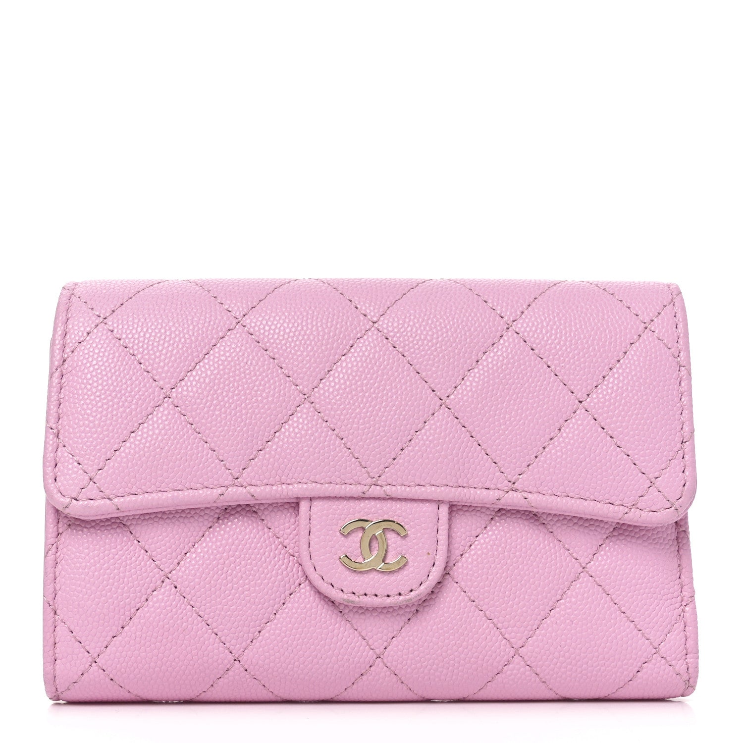 Caviar Quilted Medium Flap Wallet  Lilac