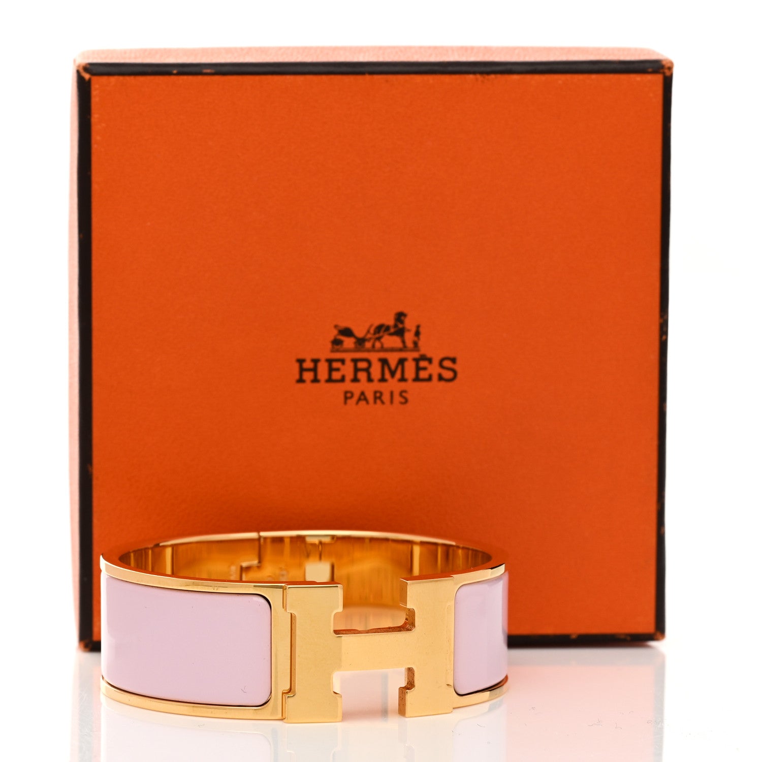 Enamel Wide Clic Clac H Bracelet PM Rose Dragee