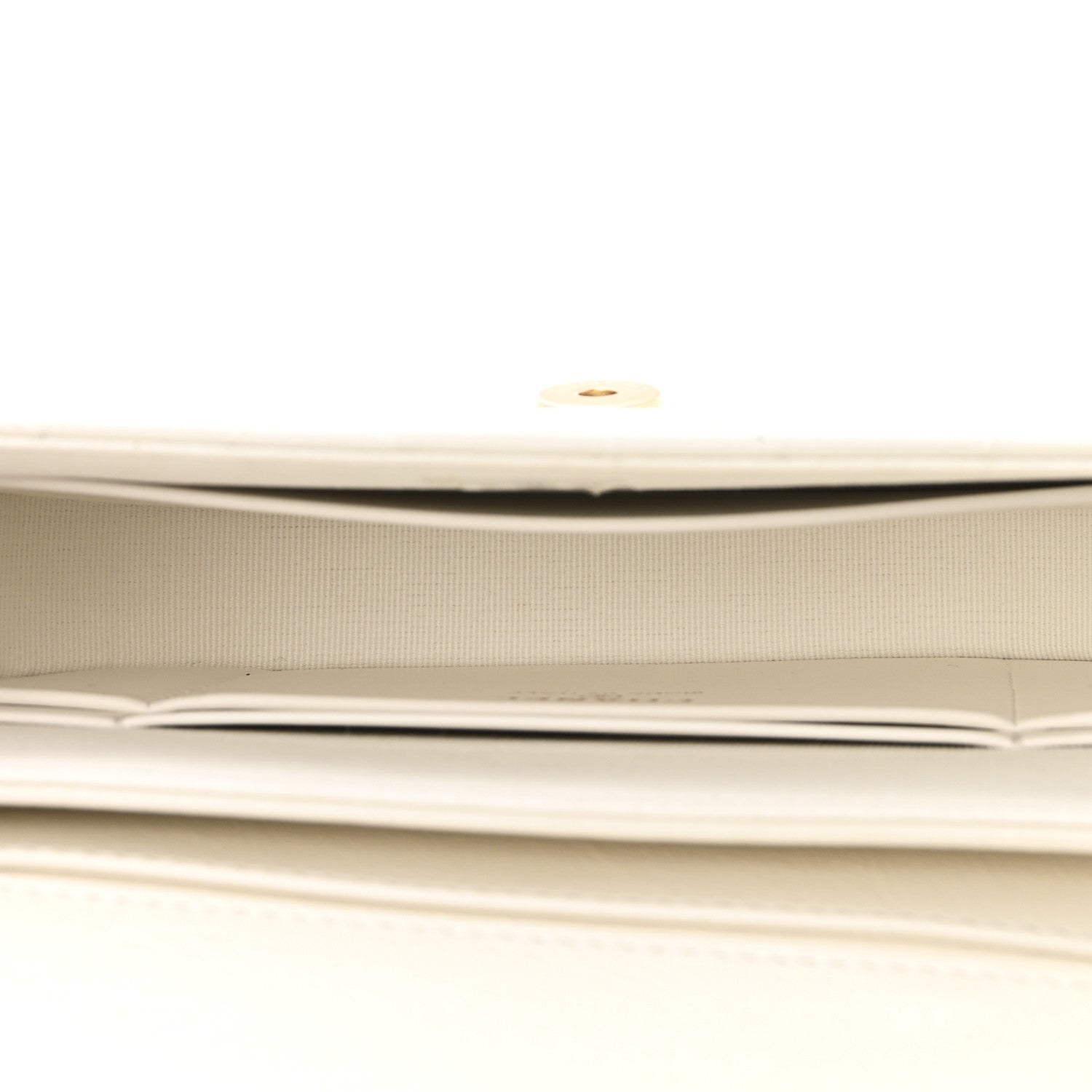 Shiny Aged Calfskin Quilted Top Handle Clutch With Chain White