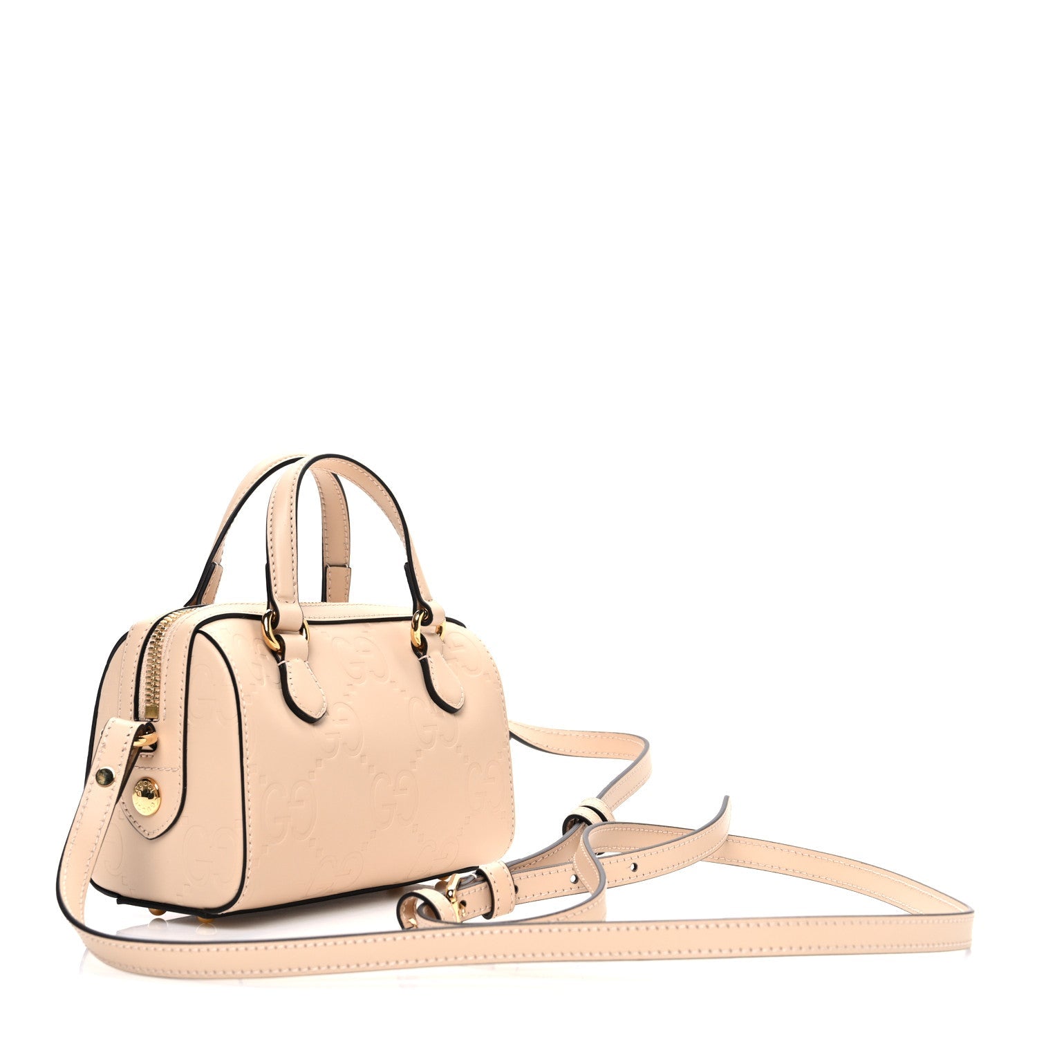 Gilbert Calfskin Jumbo GG Embossed Super Mini Top Handle Bowler Bag Beige