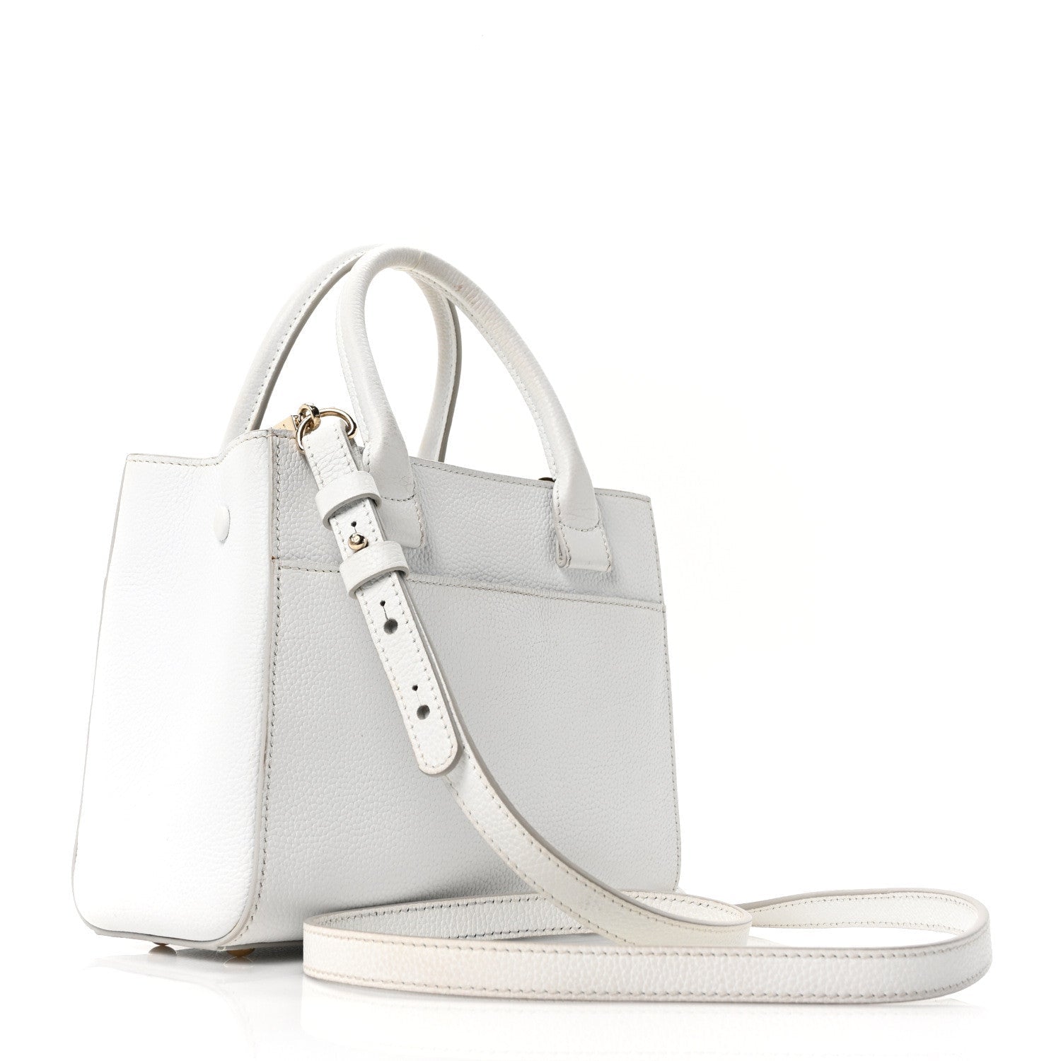 Grained Calfskin Mini Neo Executive Shopper Tote White