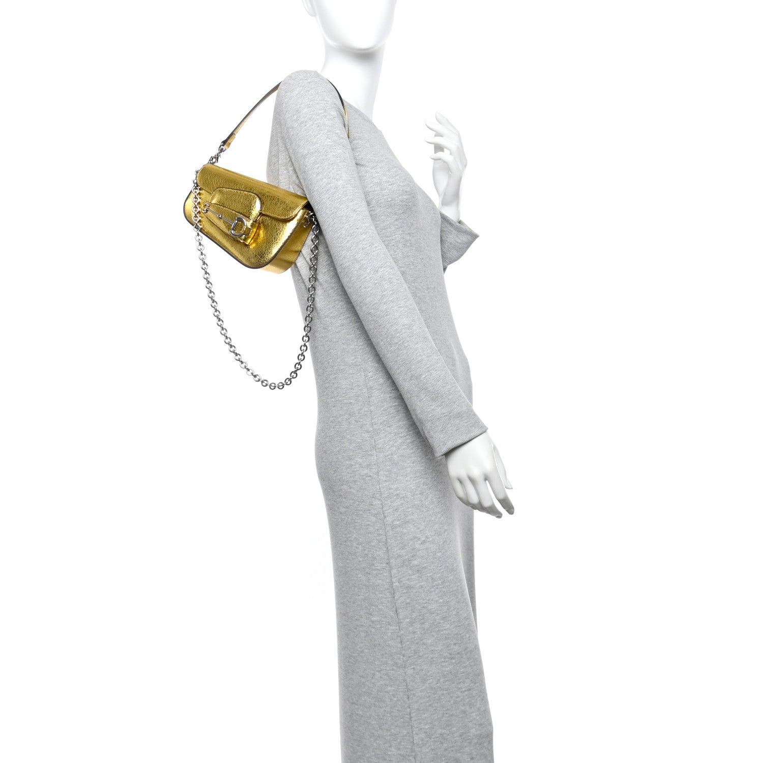 Metallic Calfskin Mini Horsebit 1955 Asymmetric Shoulder Bag Gold