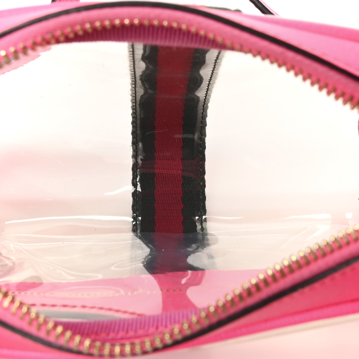 Vinyl Web Mini Ophidia Transparent Shoulder Bag Fluorescent Fuchsia