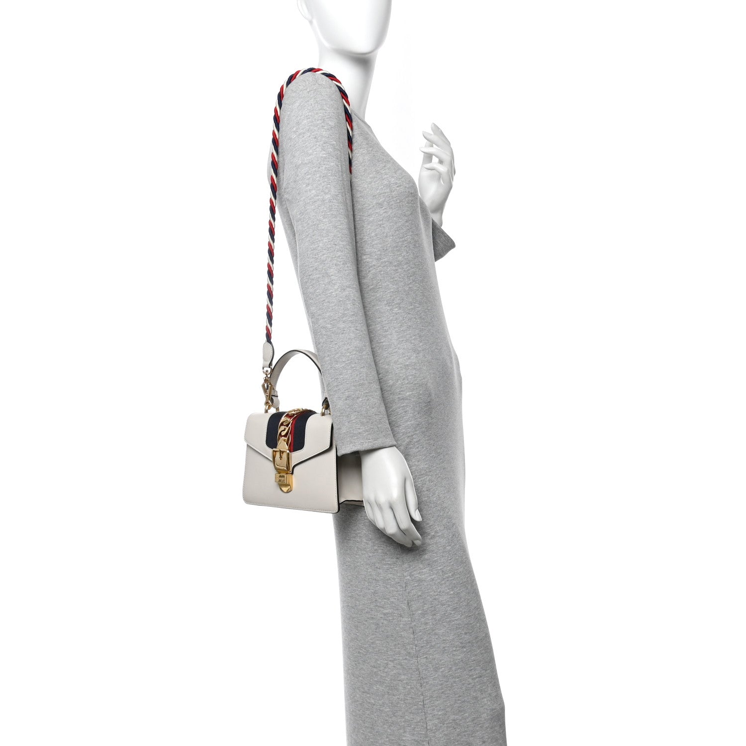 Calfskin Mini Sylvie Top Handle Bag White