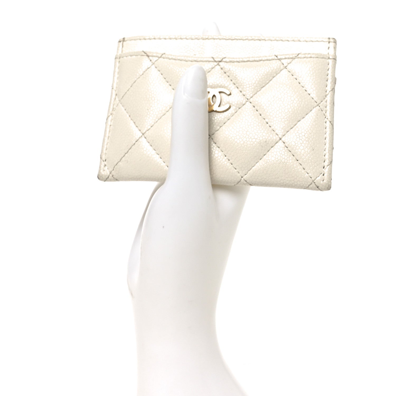 Caviar Quilted Card Holder White
