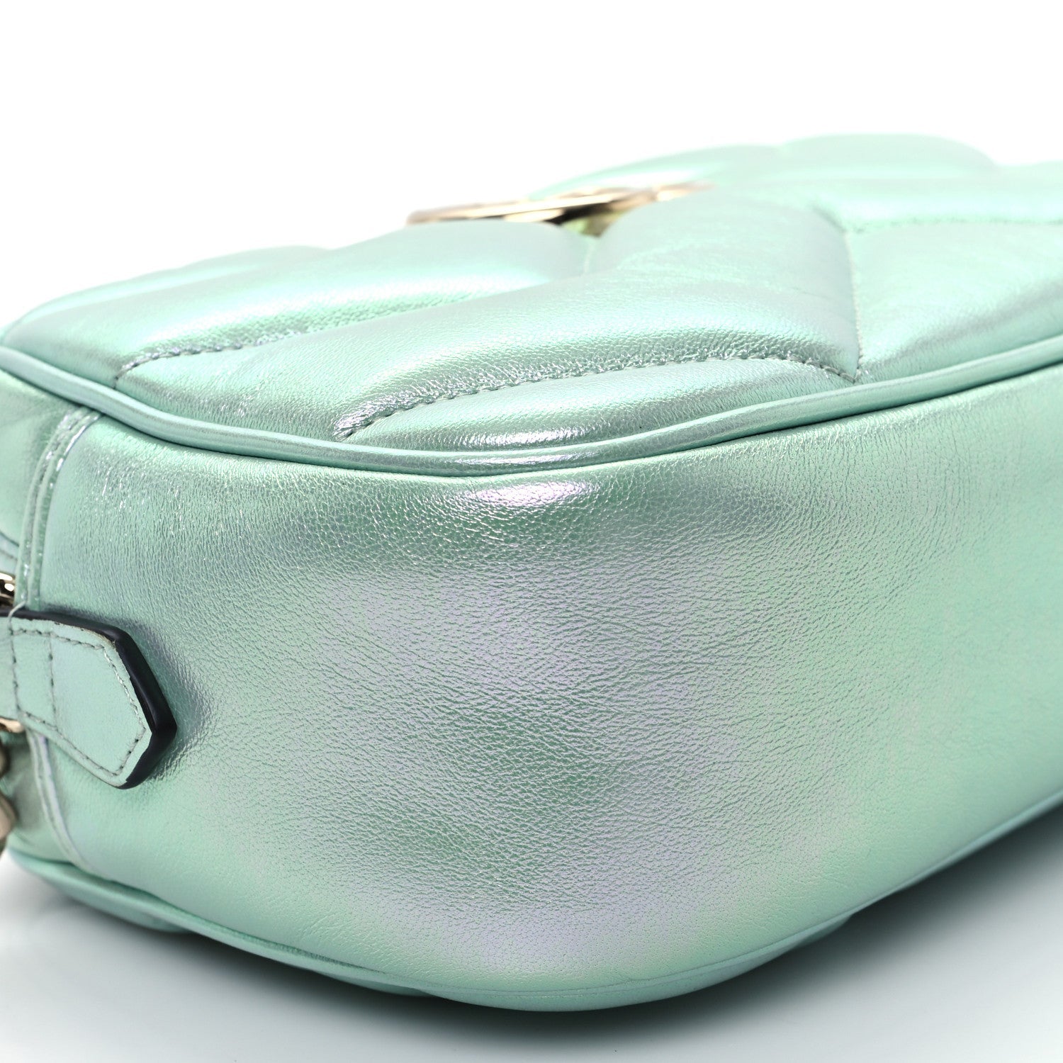 Iridescent Nappa Chevron Matelasse Small GG Marmont Chain Shoulder Bag Iridescent Salvy Green