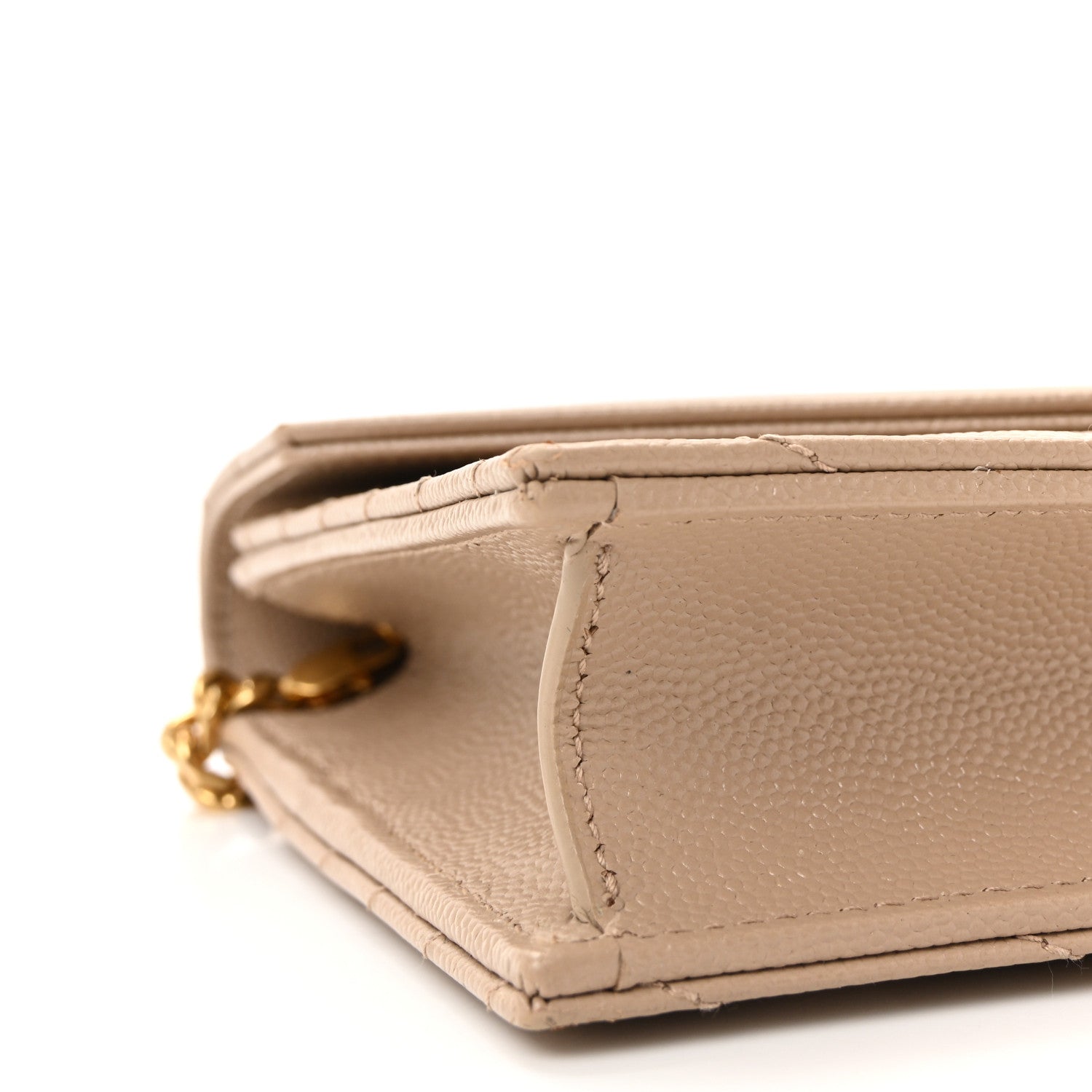 Grain De Poudre Matelasse Chevron Monogram Envelope Chain Wallet Dark Beige