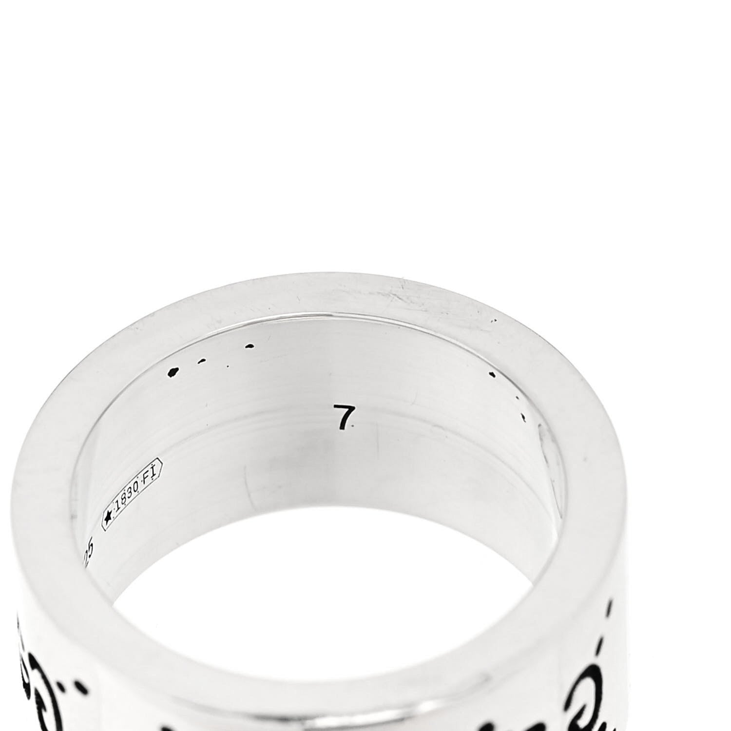 Sterling Silver GucciGhost Hamlet Skull Band Ring 47 4