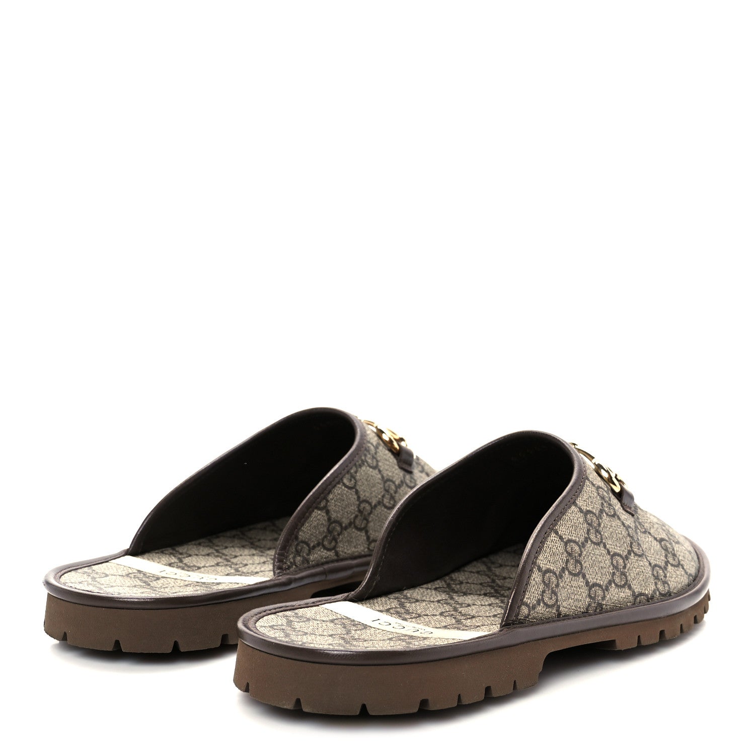 GG Supreme Monogram Miro Soft Calfskin Men's Horsebit Slippers 10 Beige Ebony New Acero